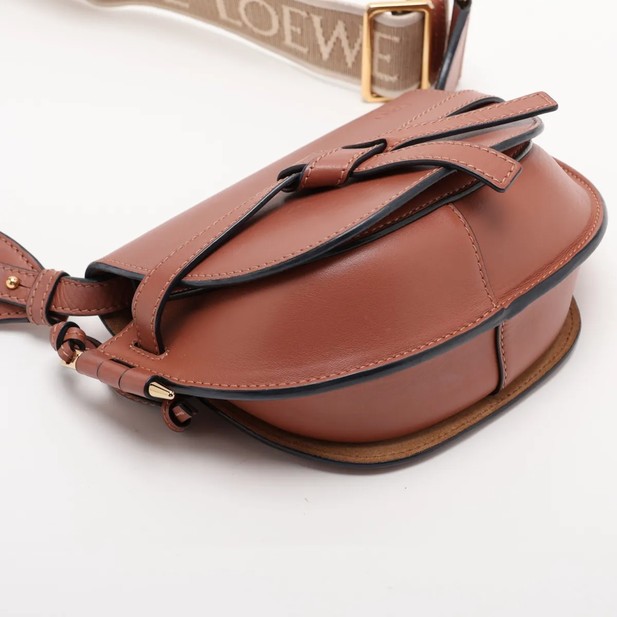 Gate Dual Mini Leather Shoulder Bag, Brown — view 4