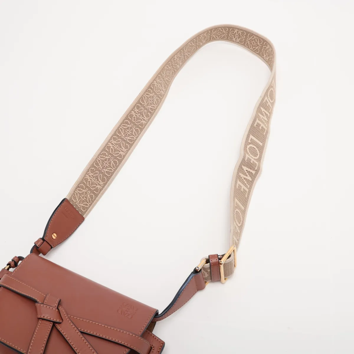 Gate Dual Mini Leather Shoulder Bag, Brown — view 5