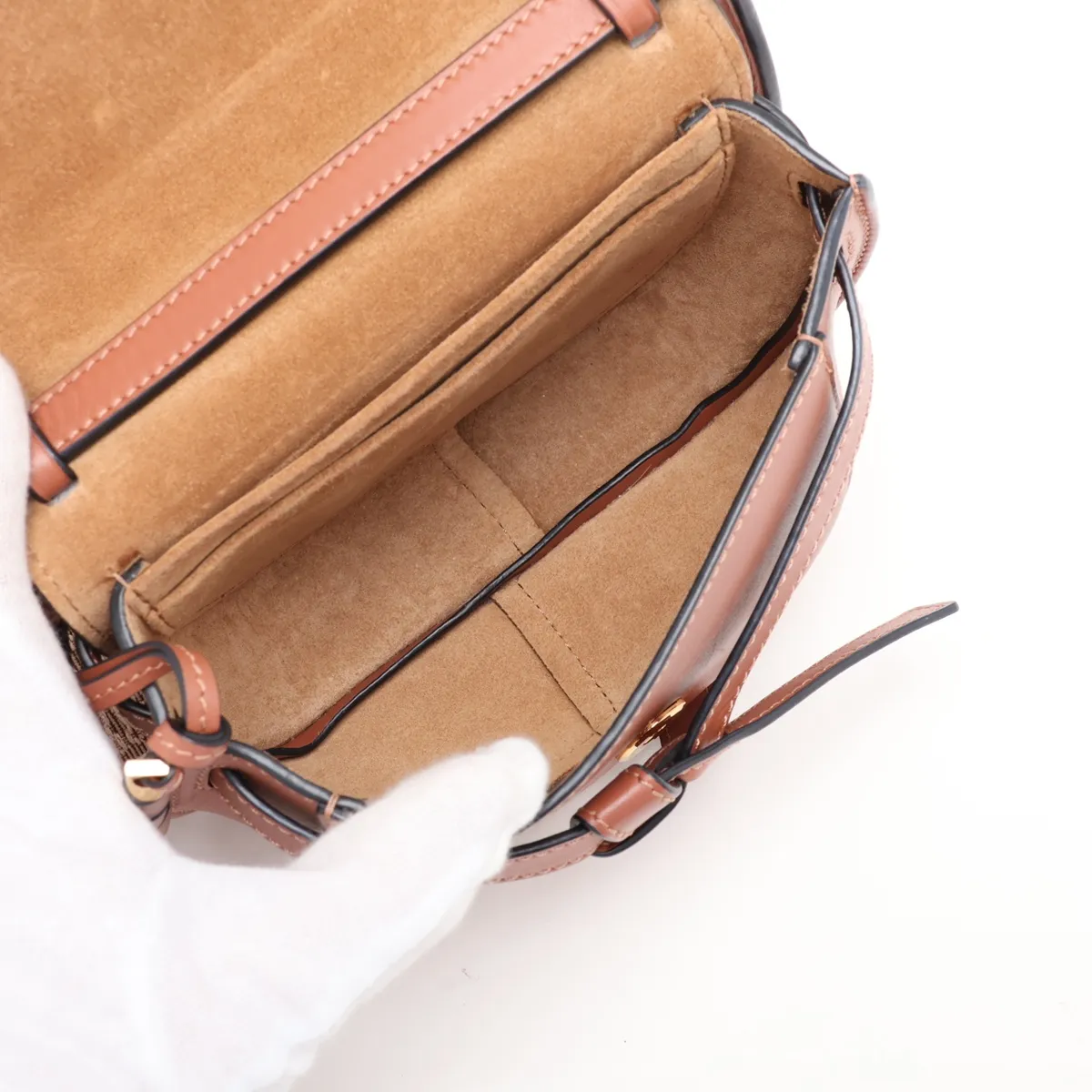 Gate Dual Mini Leather Shoulder Bag, Brown — view 6