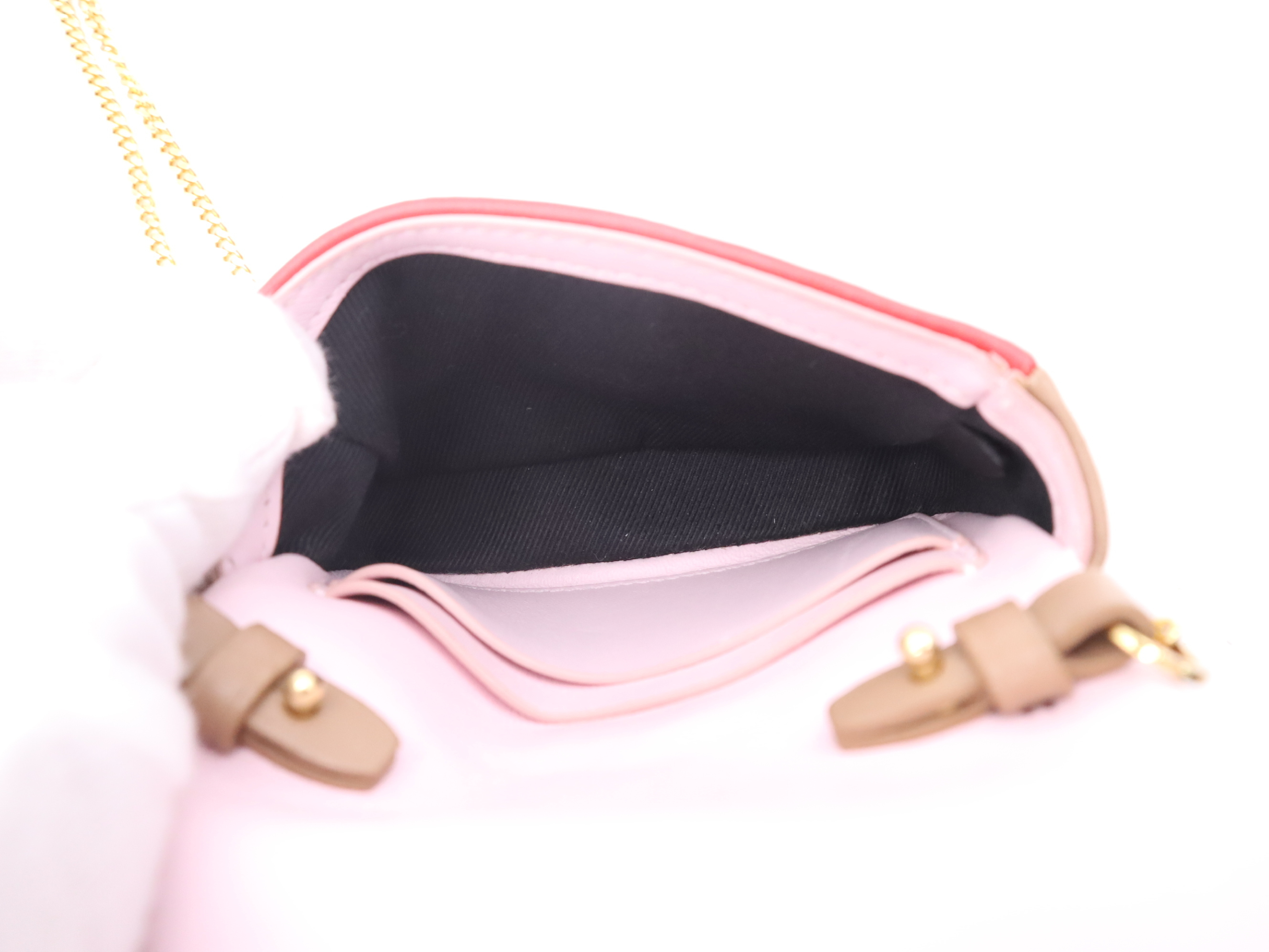 Leather Chain Pouch Pink Red Shoulder Bag — view 11