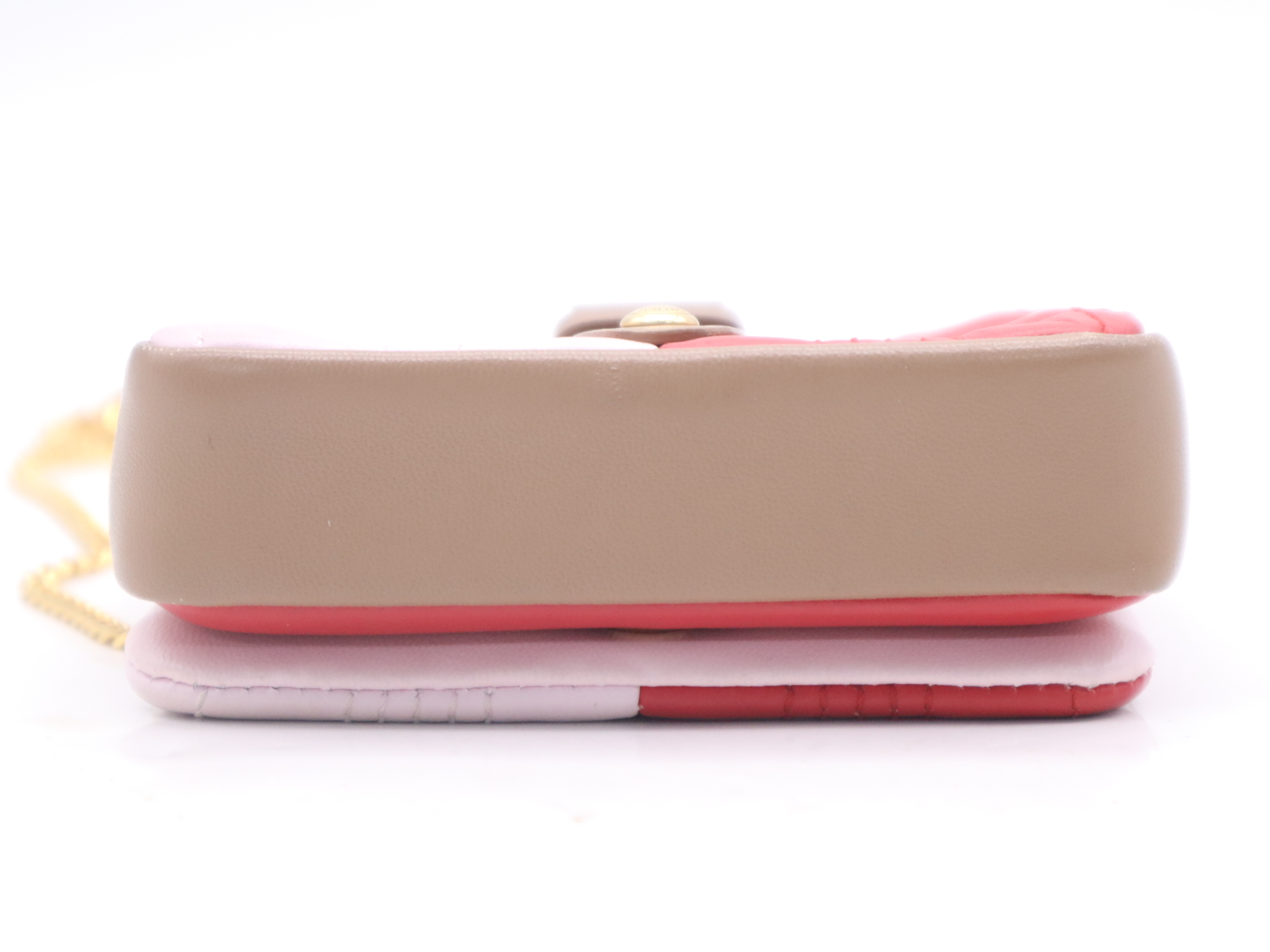 Leather Chain Pouch Pink Red Shoulder Bag — view 4