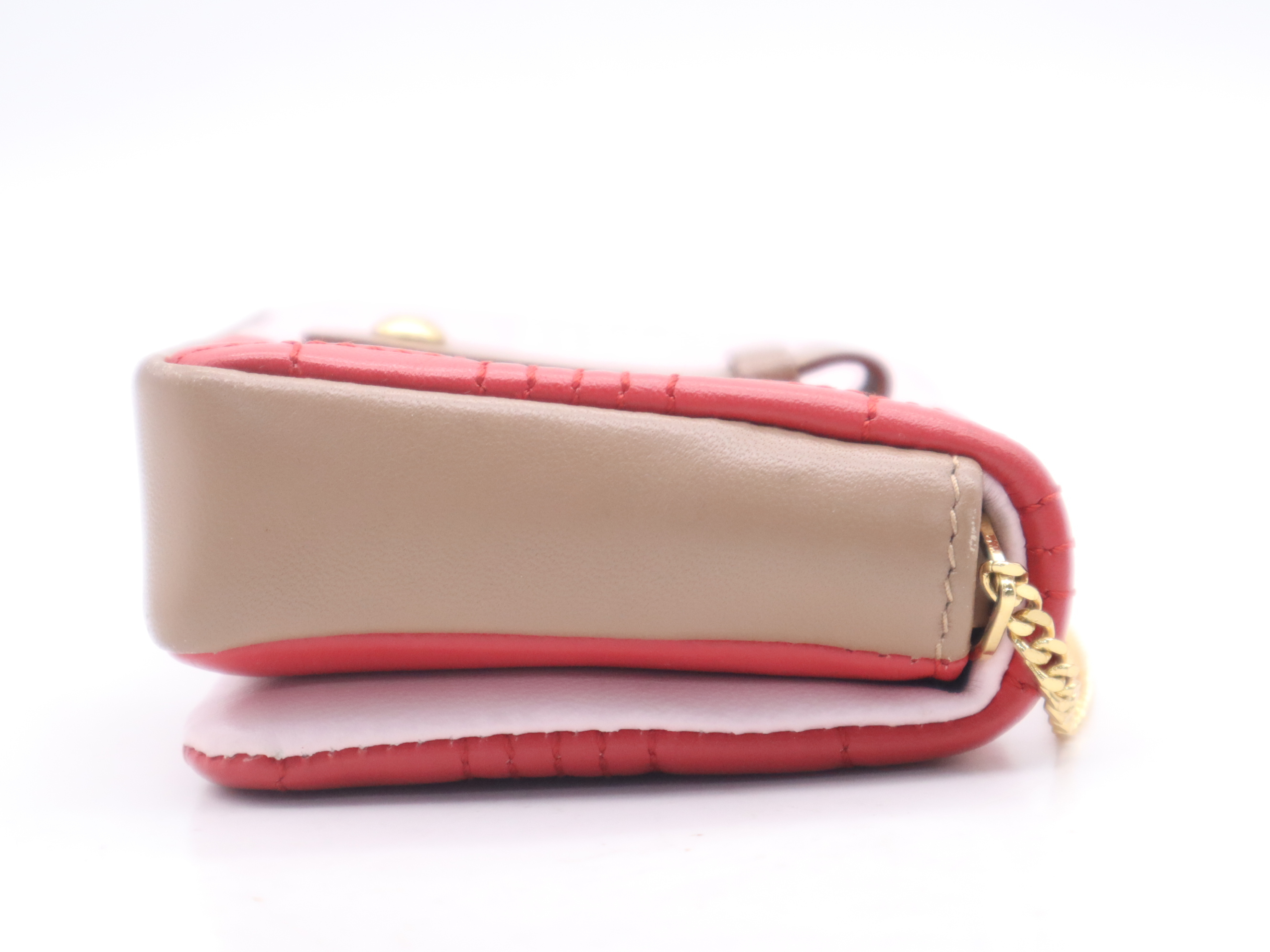 Leather Chain Pouch Pink Red Shoulder Bag — view 5