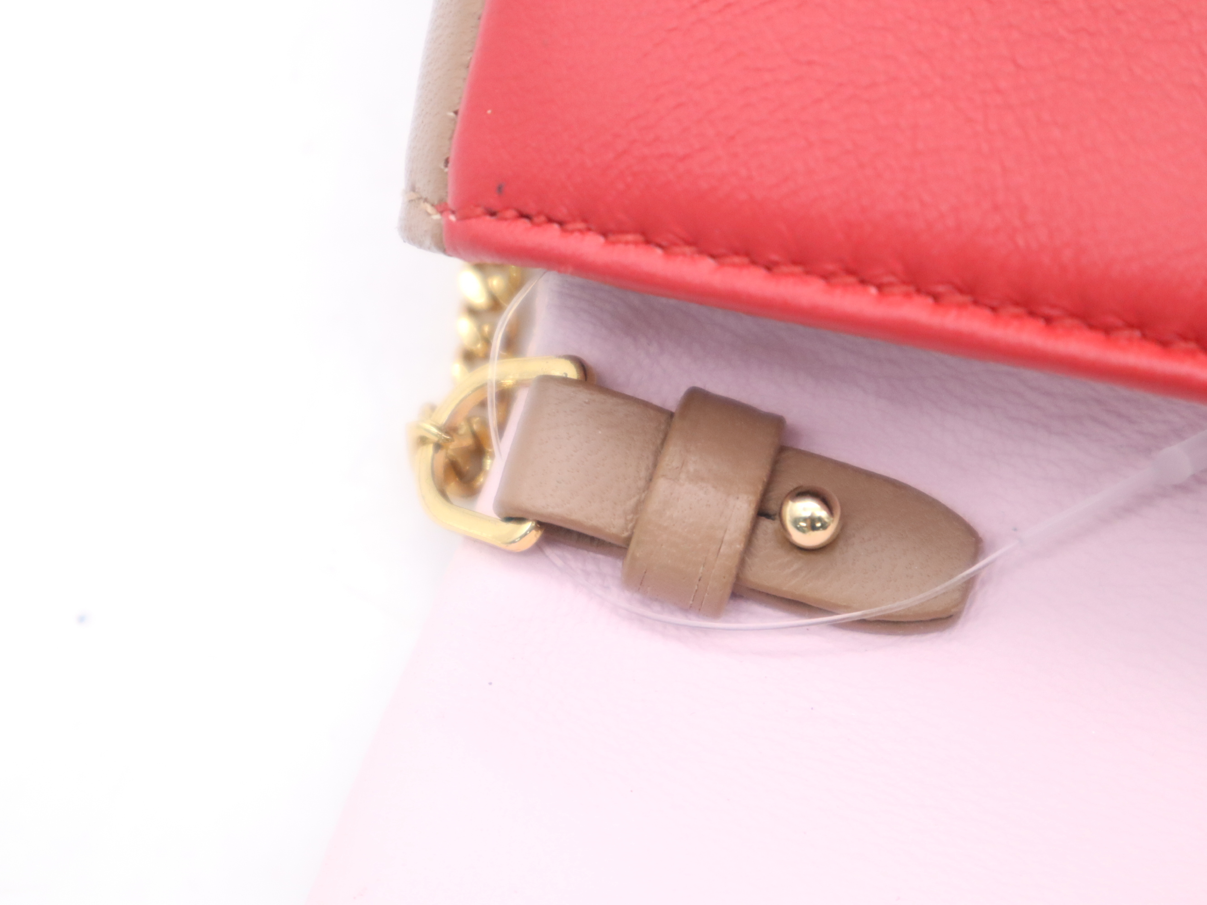 Leather Chain Pouch Pink Red Shoulder Bag — view 8