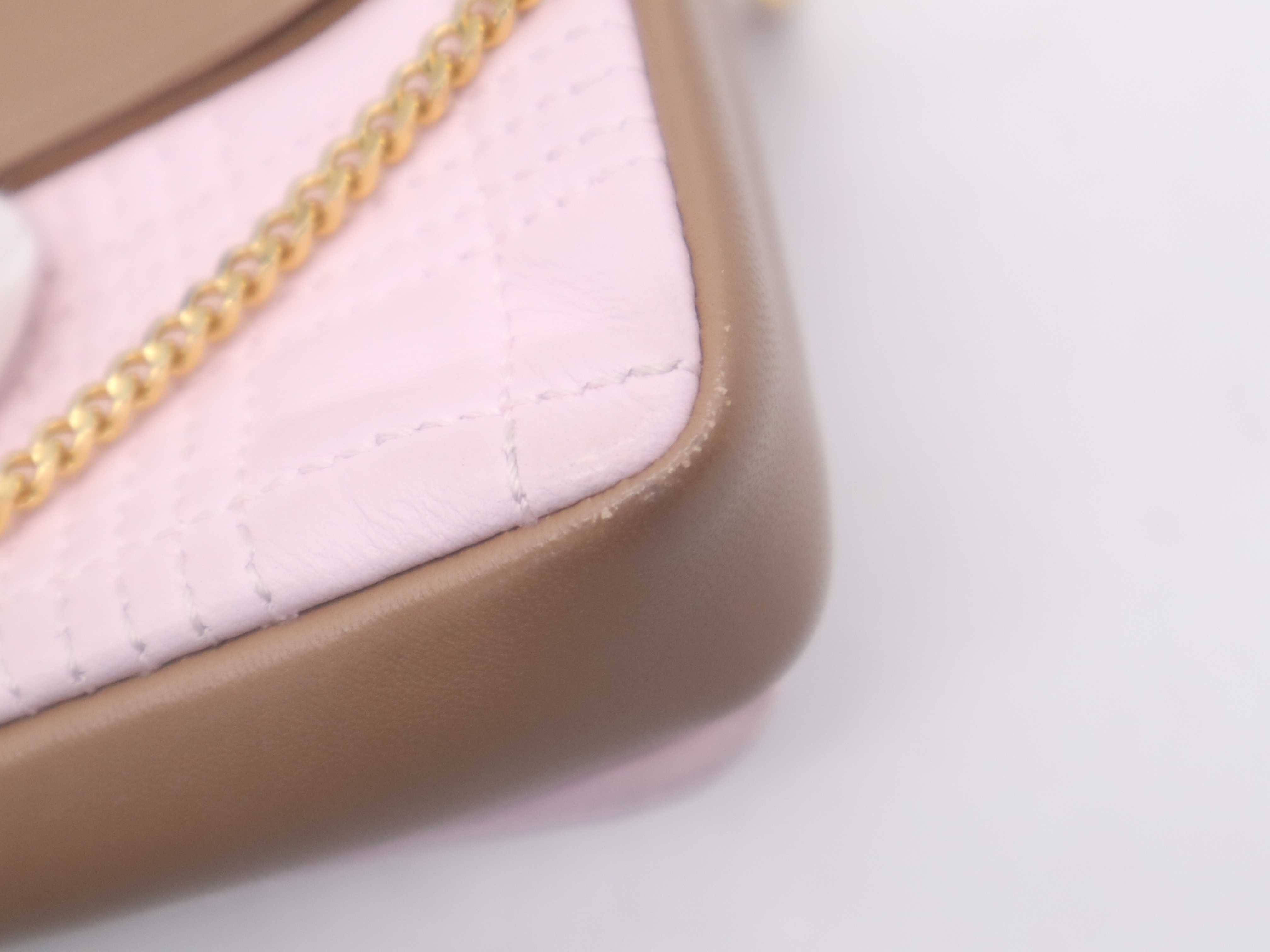 Leather Chain Pouch Pink Red Shoulder Bag — view 10