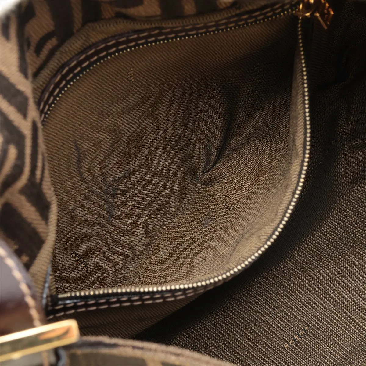 Zucca Mamma Bucket Canvas x Leather Shoulder Bag, Brown — view 8