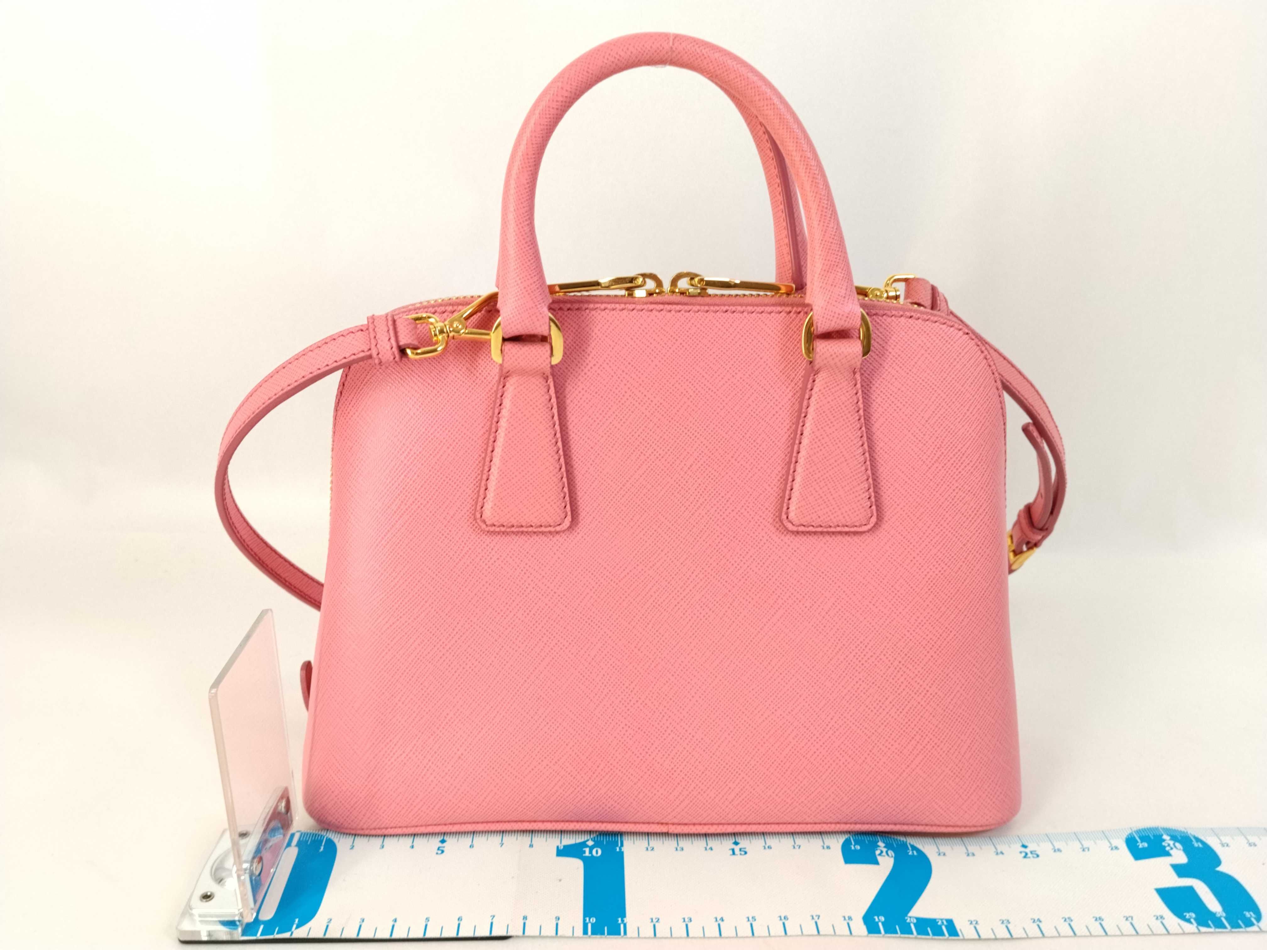 Saffiano Lux Leather 2-Way Handbag, Pink BL0838 — view 2