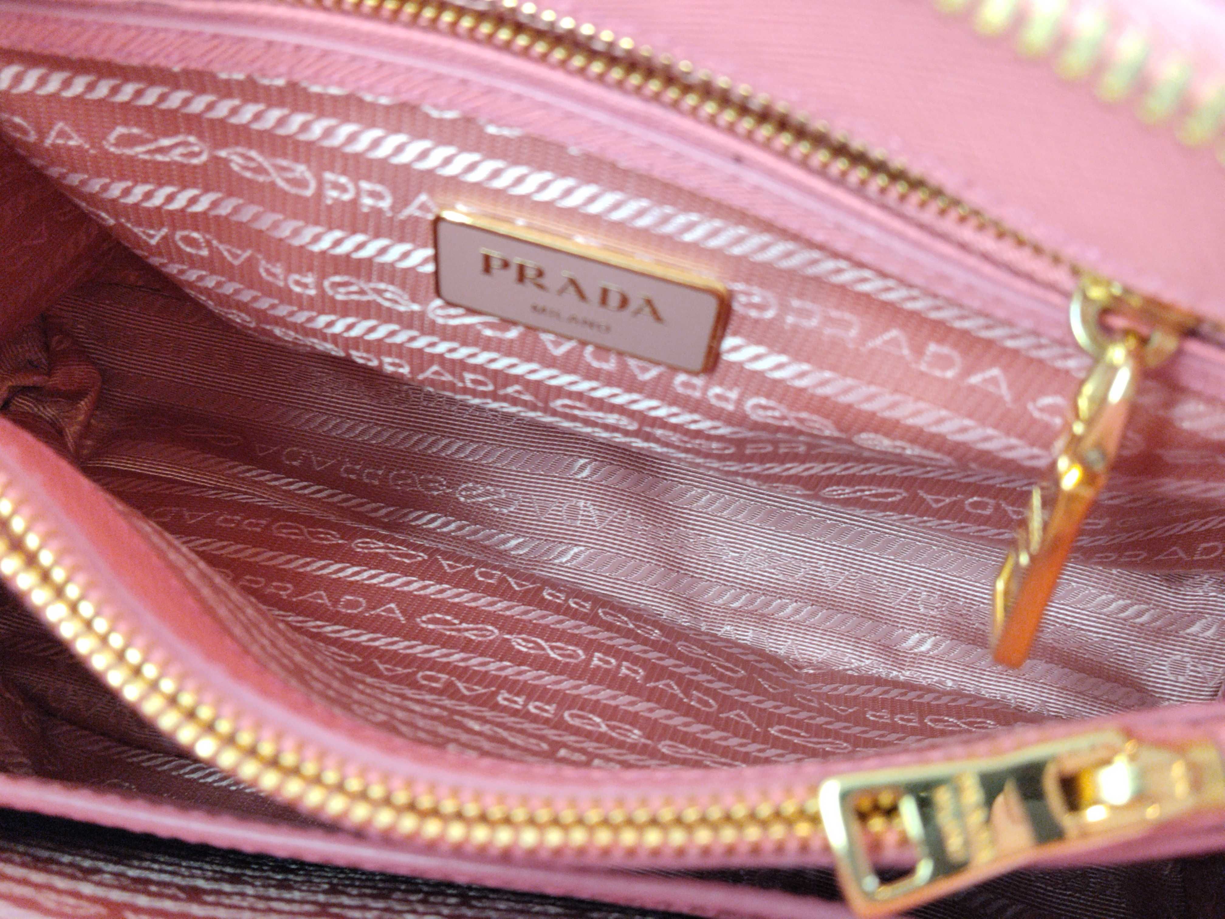 Saffiano Lux Leather 2-Way Handbag, Pink BL0838 — view 11