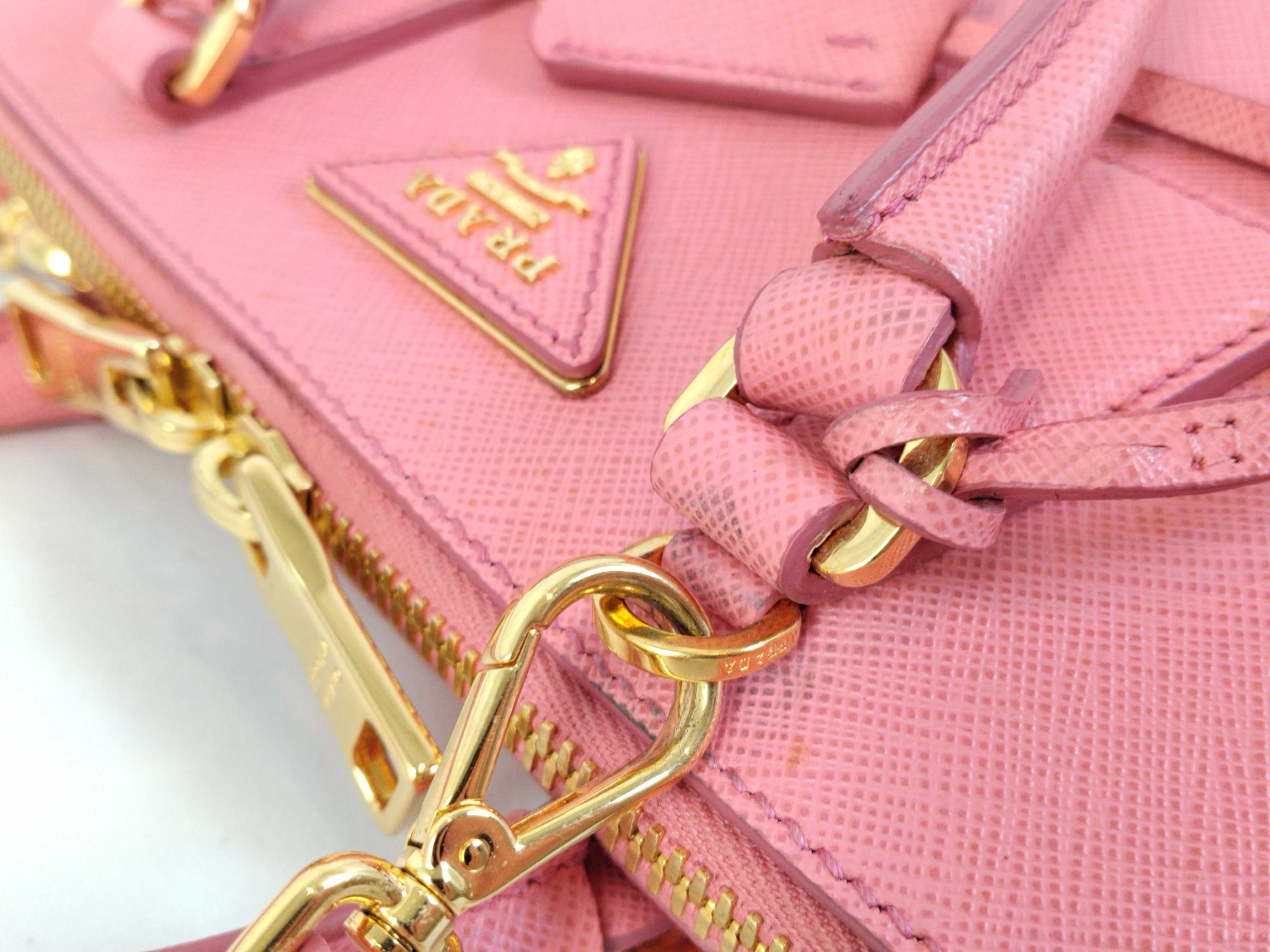 Saffiano Lux Leather 2-Way Handbag, Pink BL0838 — view 7