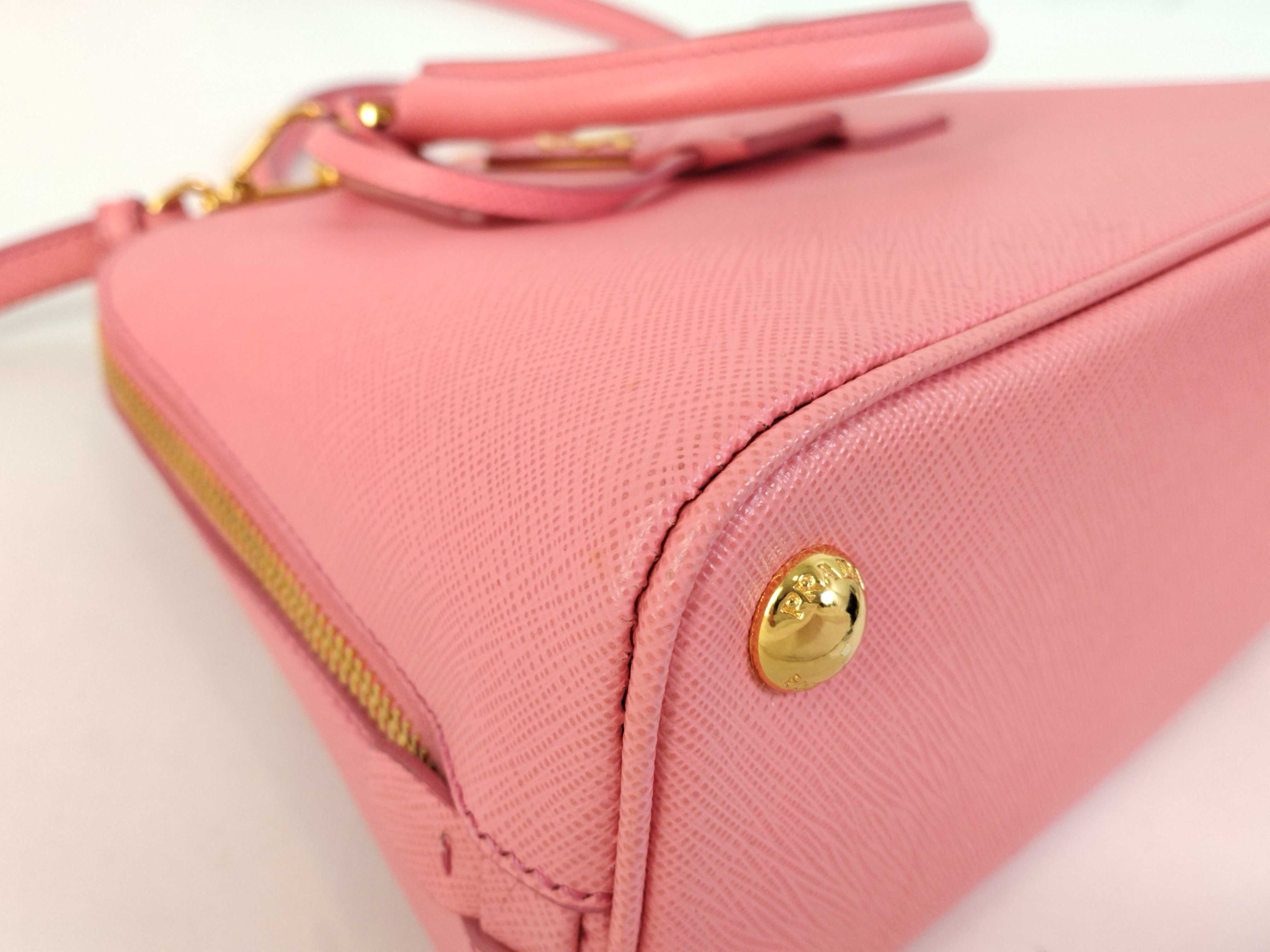 Saffiano Lux Leather 2-Way Handbag, Pink BL0838 — view 8