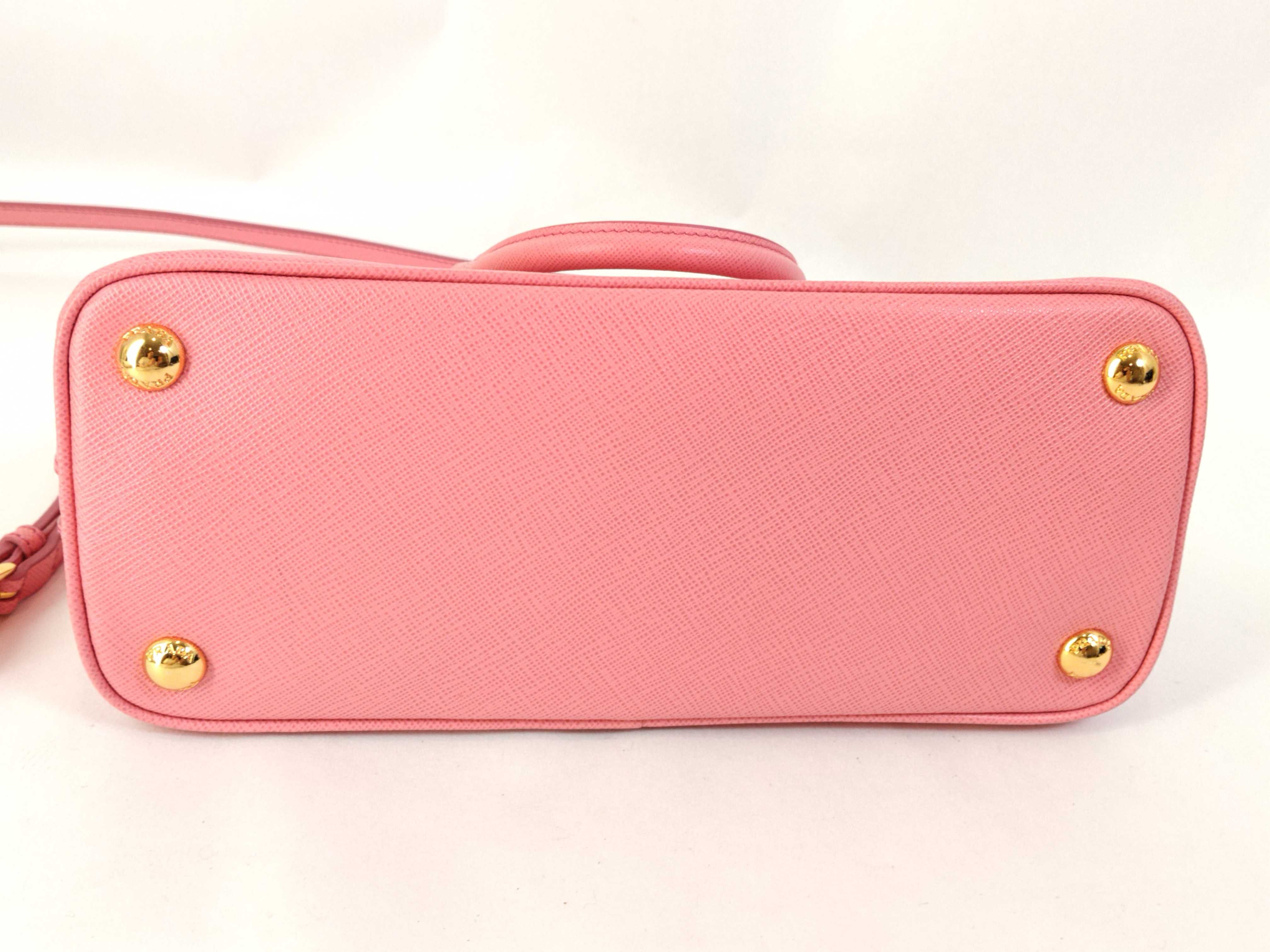 Saffiano Lux Leather 2-Way Handbag, Pink BL0838 — view 9