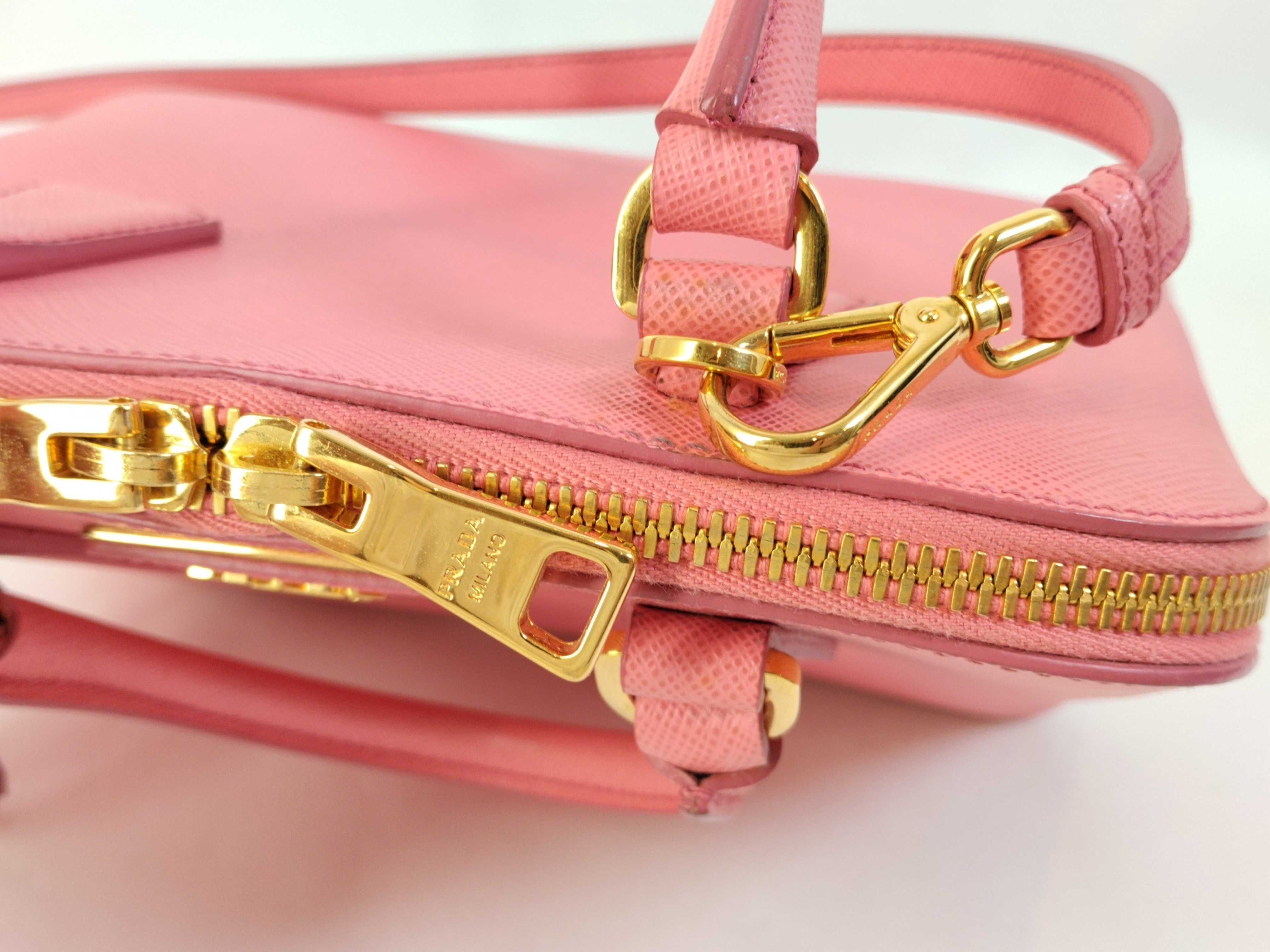 Saffiano Lux Leather 2-Way Handbag, Pink BL0838 — view 10