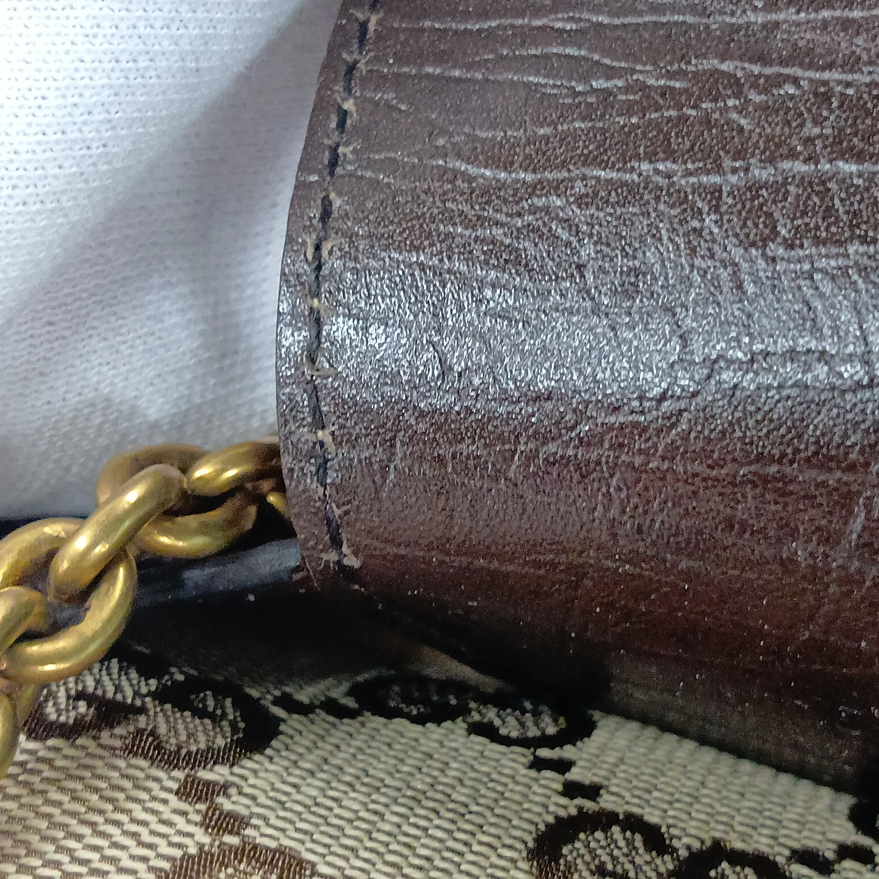 GG Canvas Horsebit Canvas x Leather Chain Shoulder Bag Beige 120134 — view 12