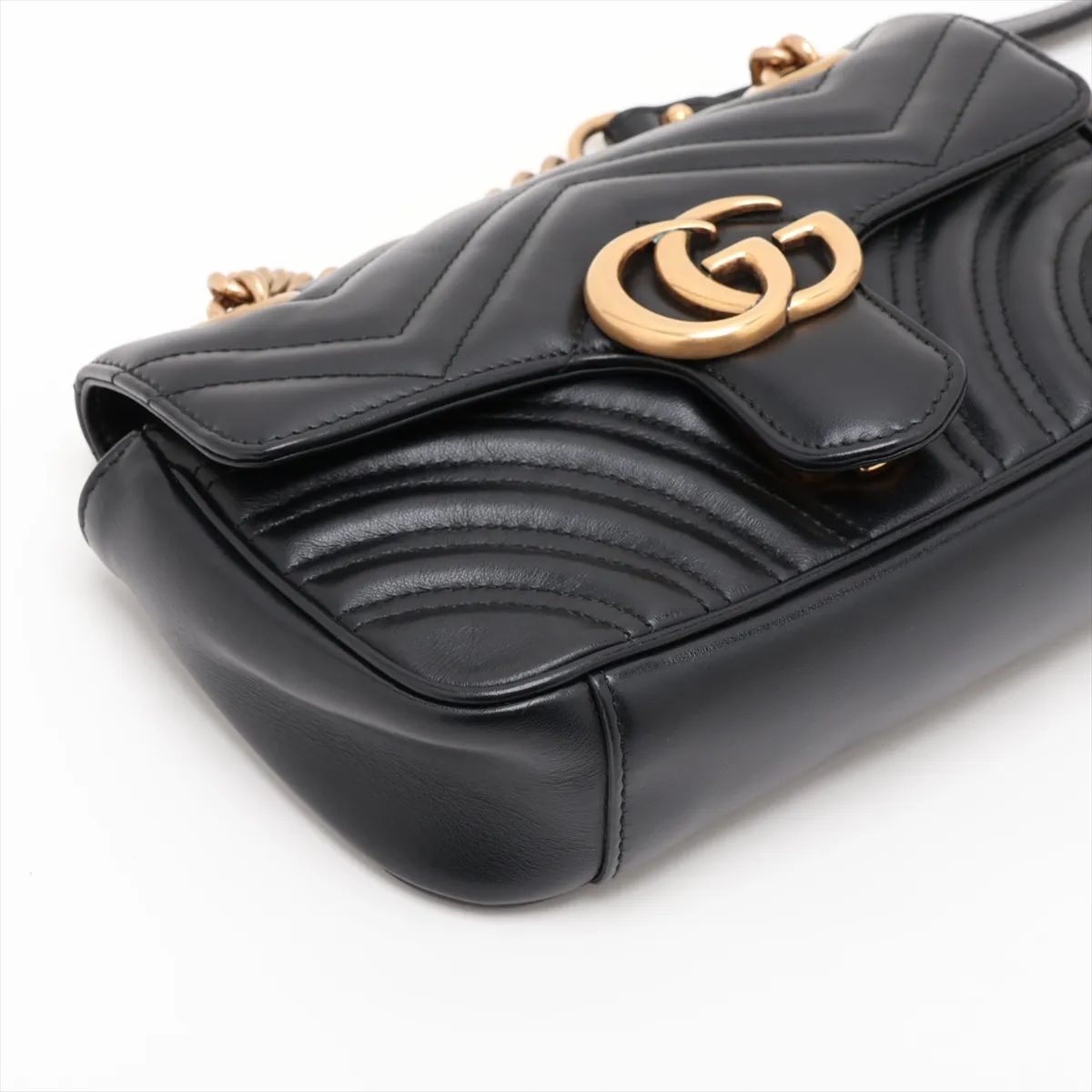 GG Marmont Leather Chain Shoulder Bag, Black, 446744 — view 4