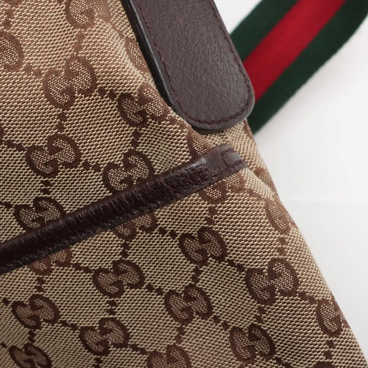 GG Canvas x Leather Shoulder Bag Beige x Brown 189751 — view 15