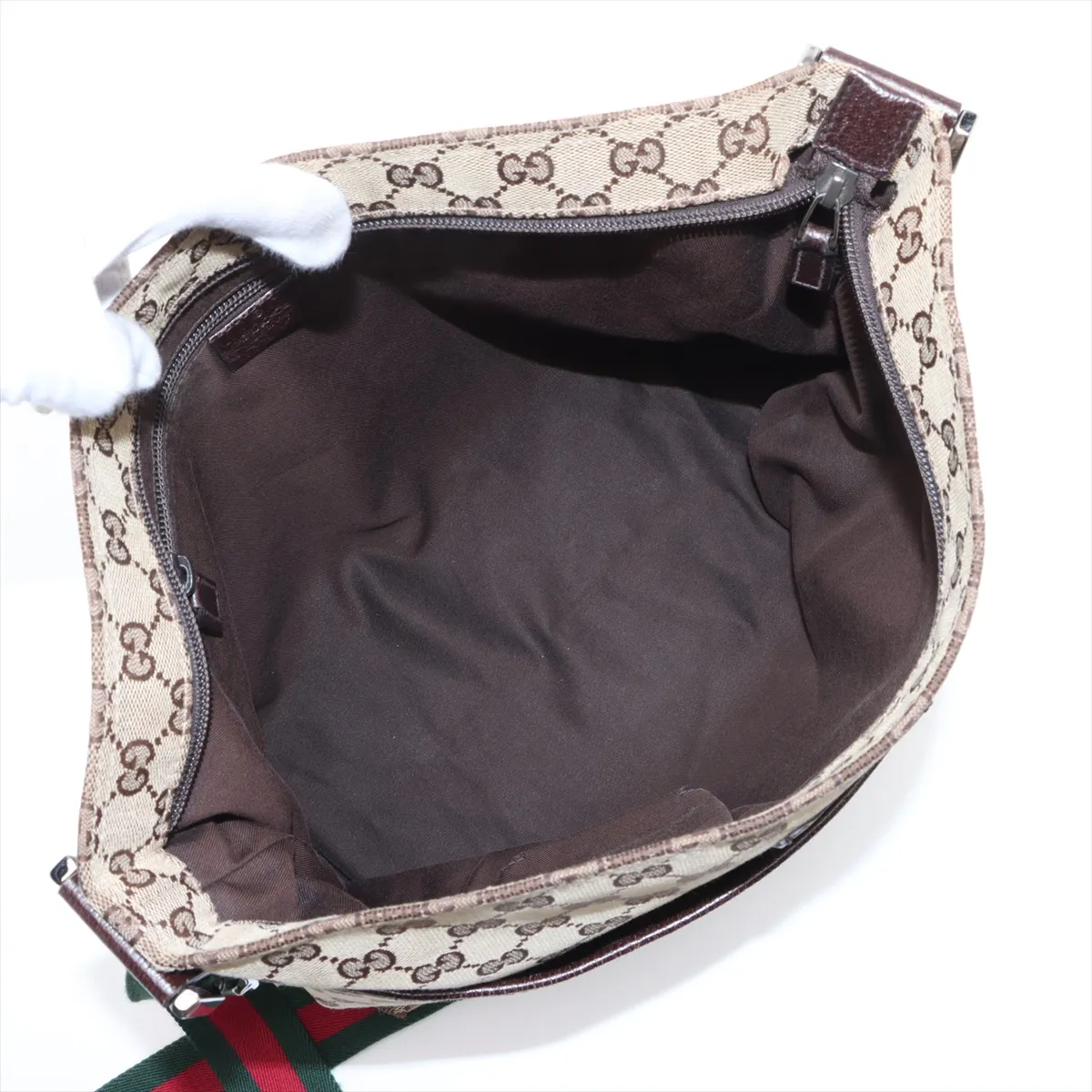 GG Canvas x Leather Shoulder Bag Beige x Brown 189751 — view 6