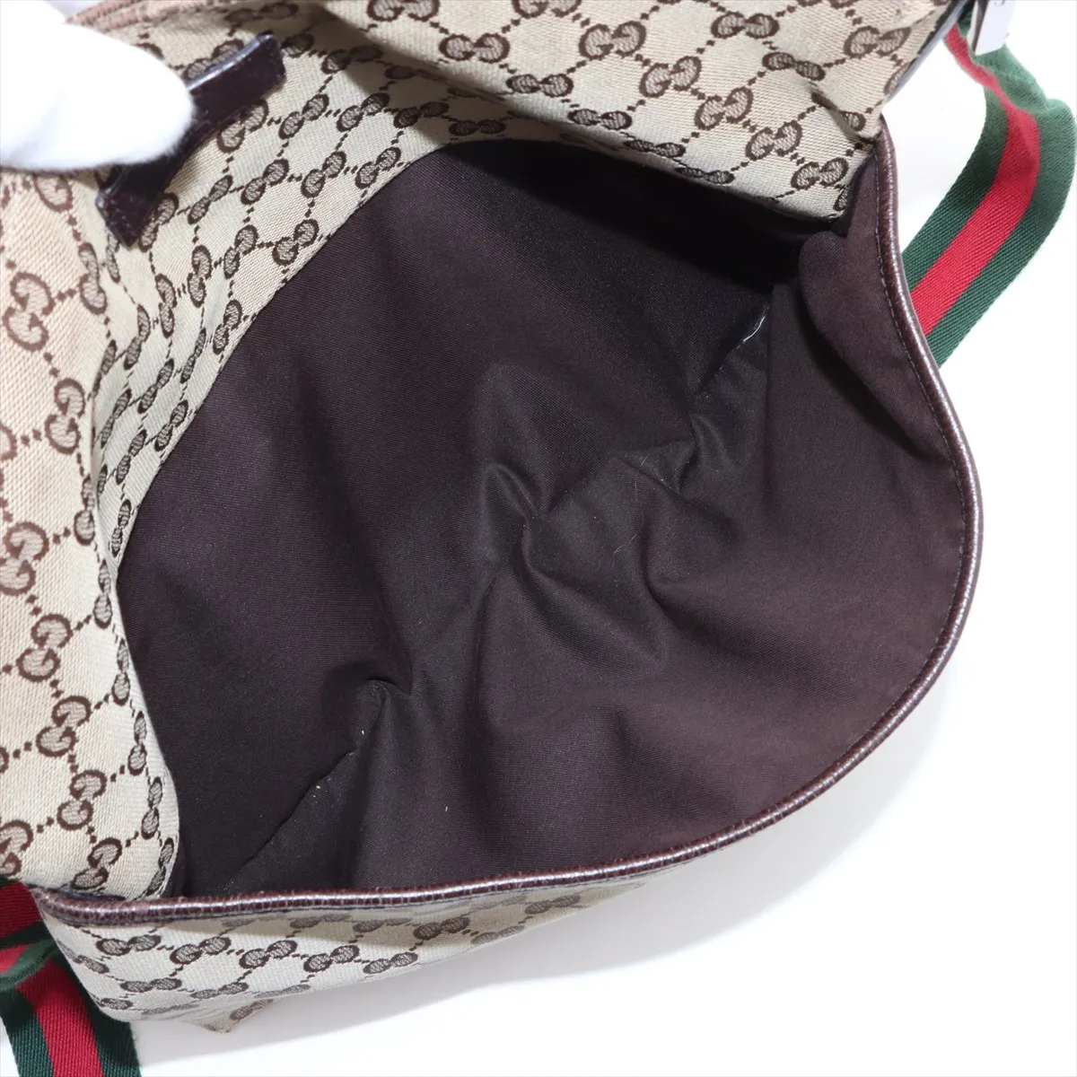 GG Canvas x Leather Shoulder Bag Beige x Brown 189751 — view 8
