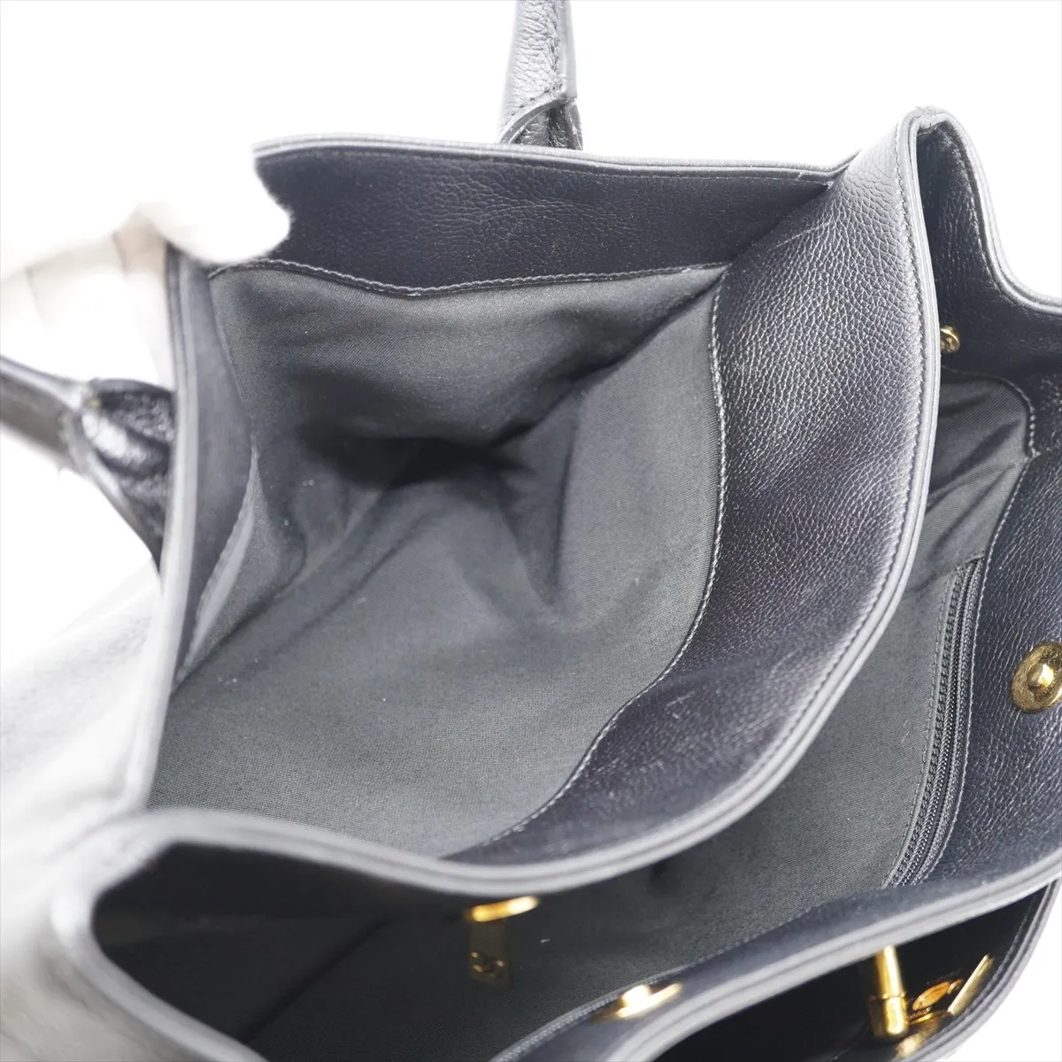 Executive Leather 2WAY Tote Bag Black Gold Hardware 10763133 External Strap — view 11