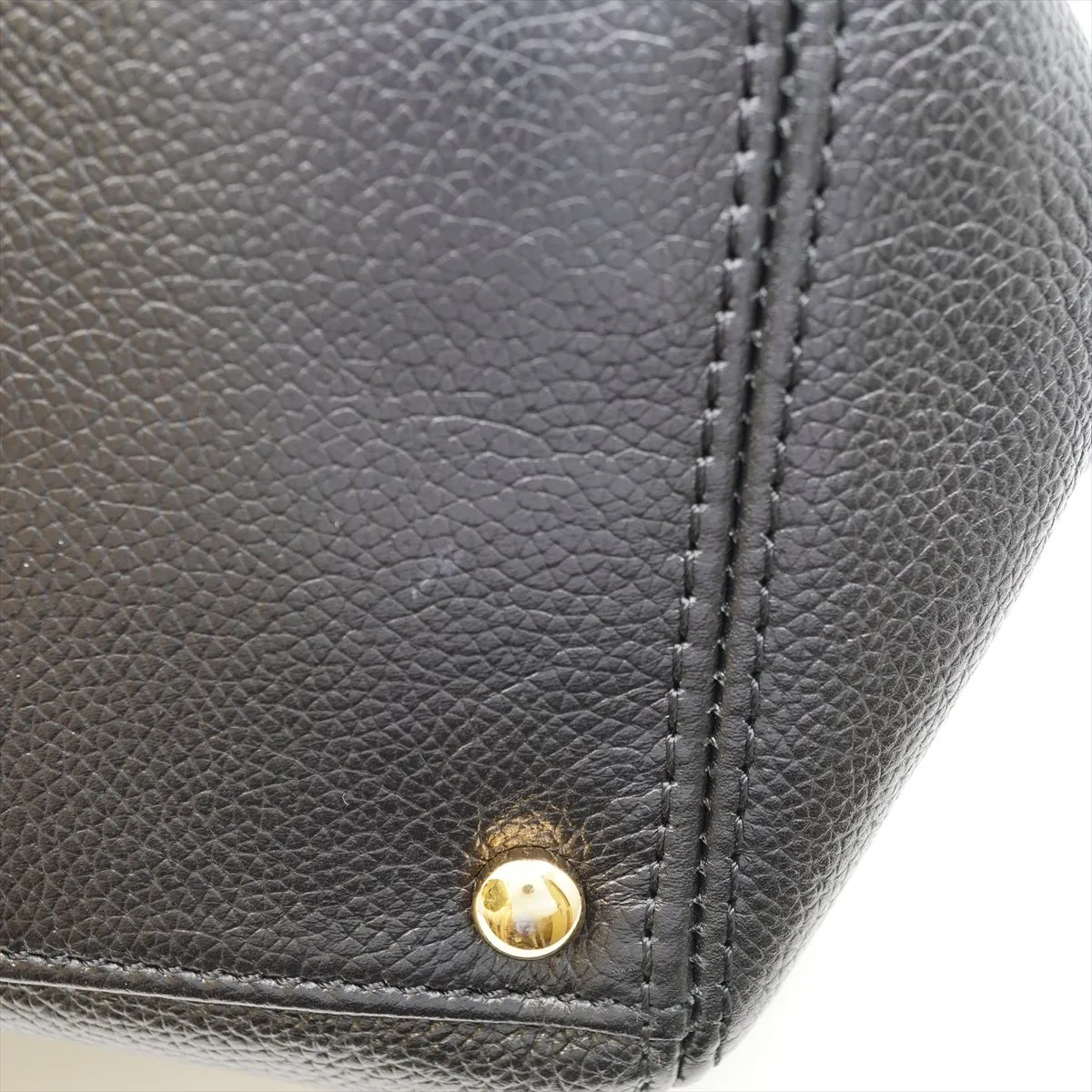 Executive Leather 2WAY Tote Bag Black Gold Hardware 10763133 External Strap — view 13