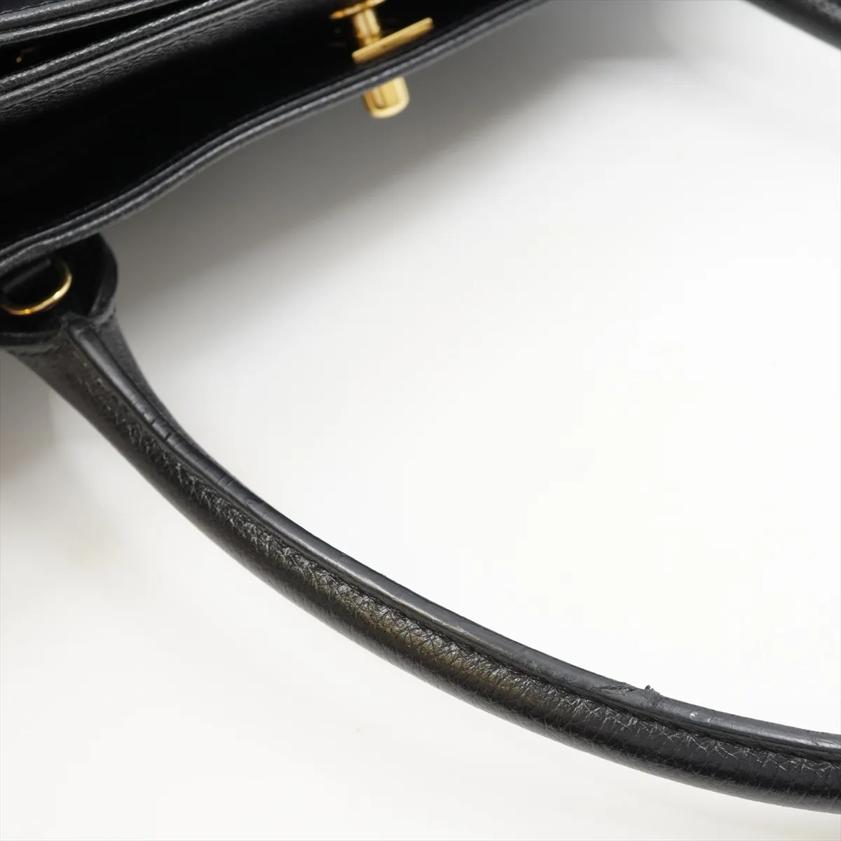 Executive Leather 2WAY Tote Bag Black Gold Hardware 10763133 External Strap — view 14