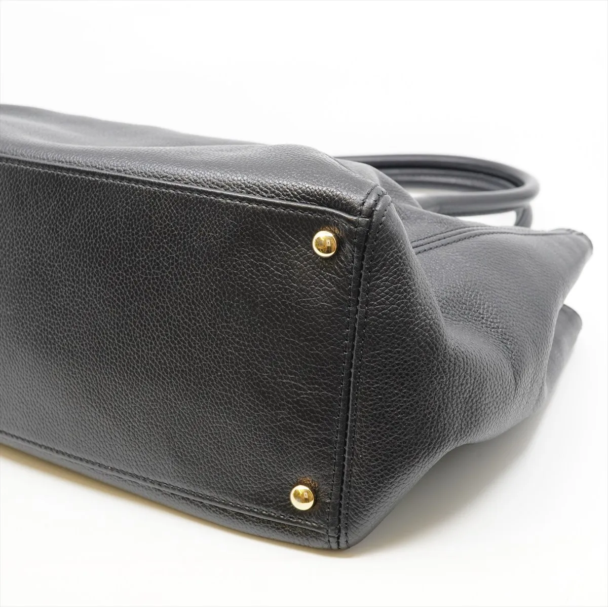Executive Leather 2WAY Tote Bag Black Gold Hardware 10763133 External Strap — view 3