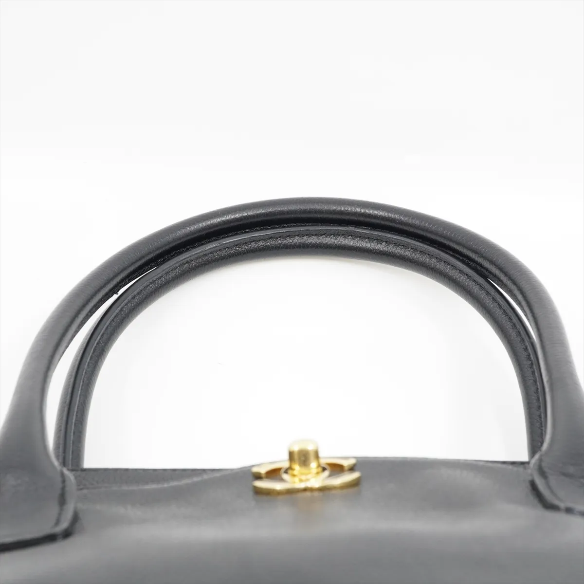 Executive Leather 2WAY Tote Bag Black Gold Hardware 10763133 External Strap — view 7
