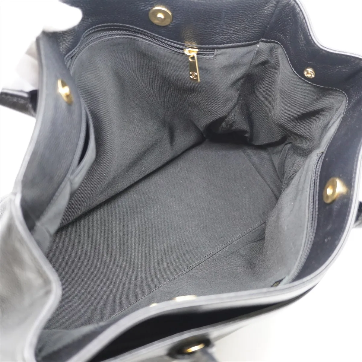Executive Leather 2WAY Tote Bag Black Gold Hardware 10763133 External Strap — view 9