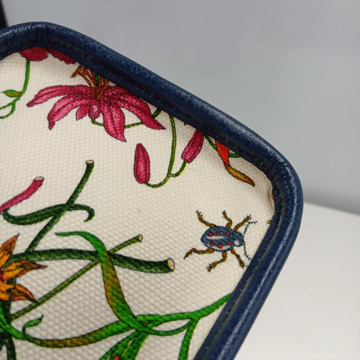 GG Flora 550141 Canvas x Leather 2-Way Handbag White x Navy — view 12