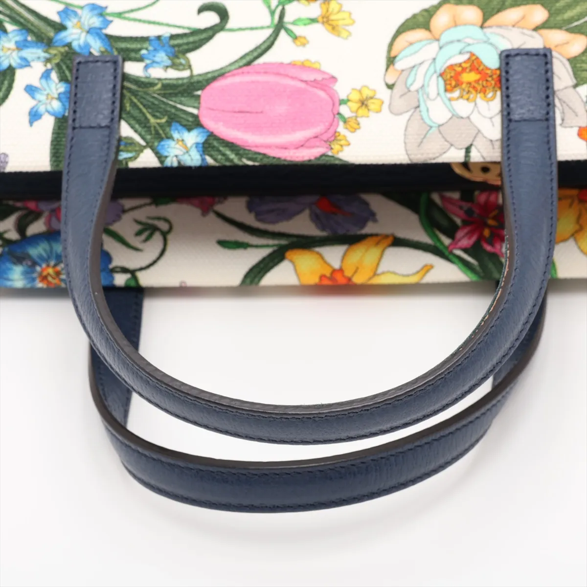 GG Flora 550141 Canvas x Leather 2-Way Handbag White x Navy — view 5