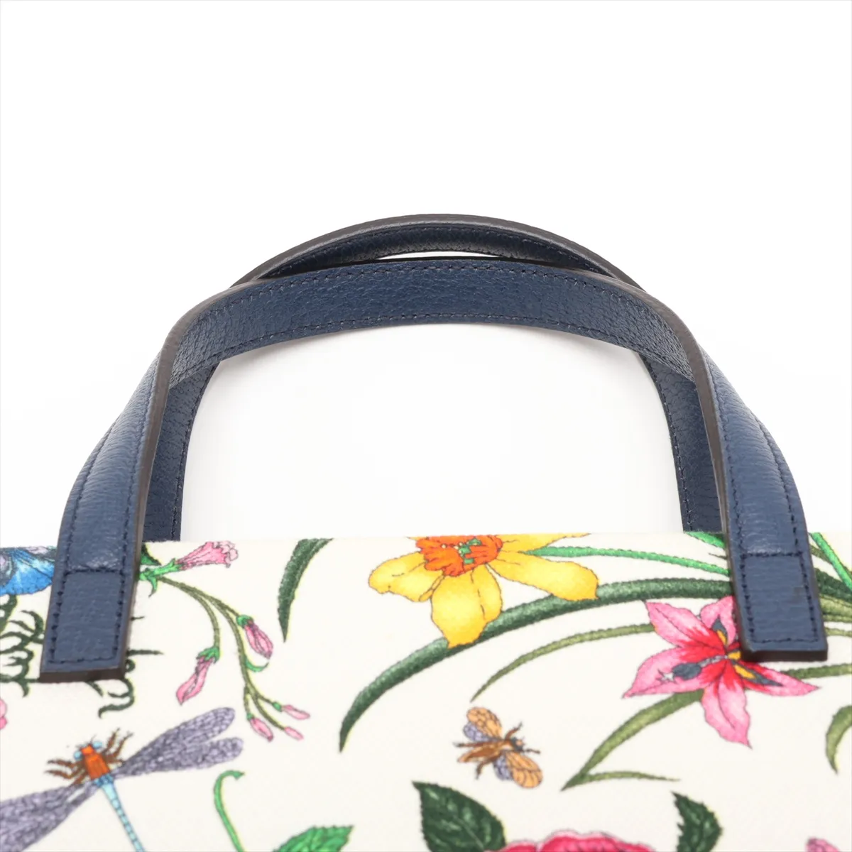 GG Flora 550141 Canvas x Leather 2-Way Handbag White x Navy — view 6