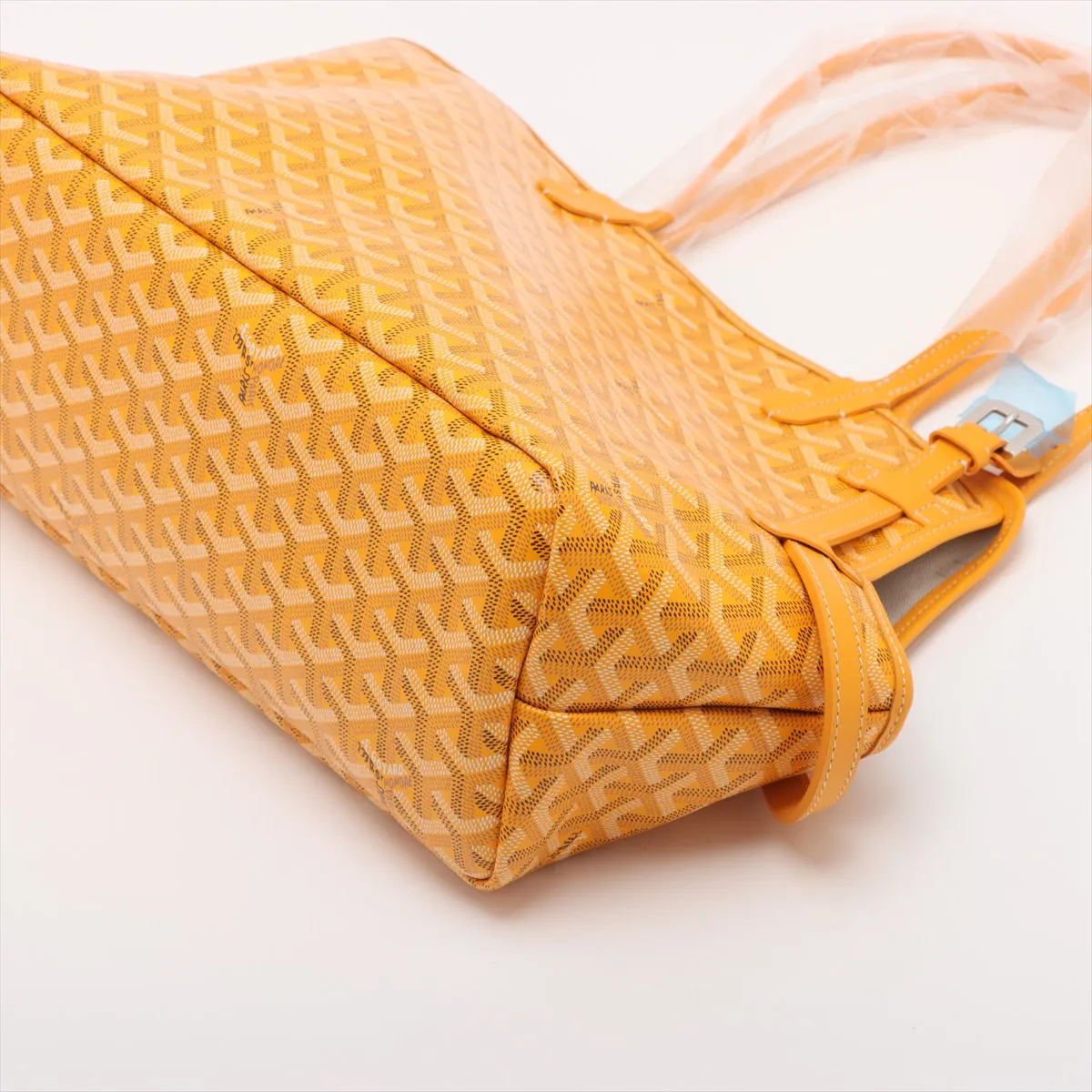 Cyan Gris PVC x Leather Tote Bag Yellow — view 3