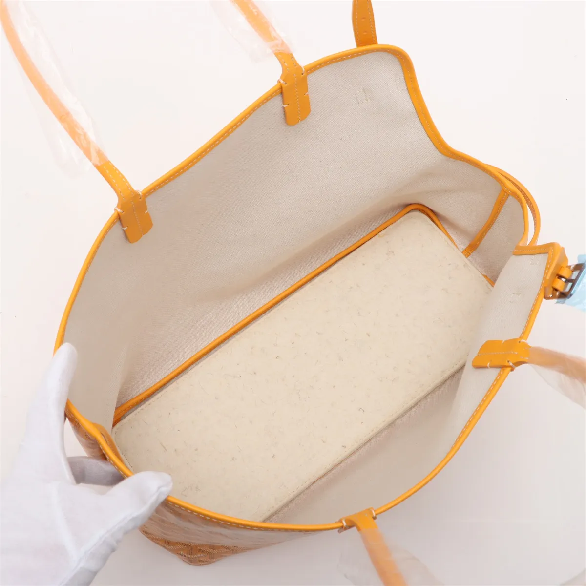 Cyan Gris PVC x Leather Tote Bag Yellow — view 7