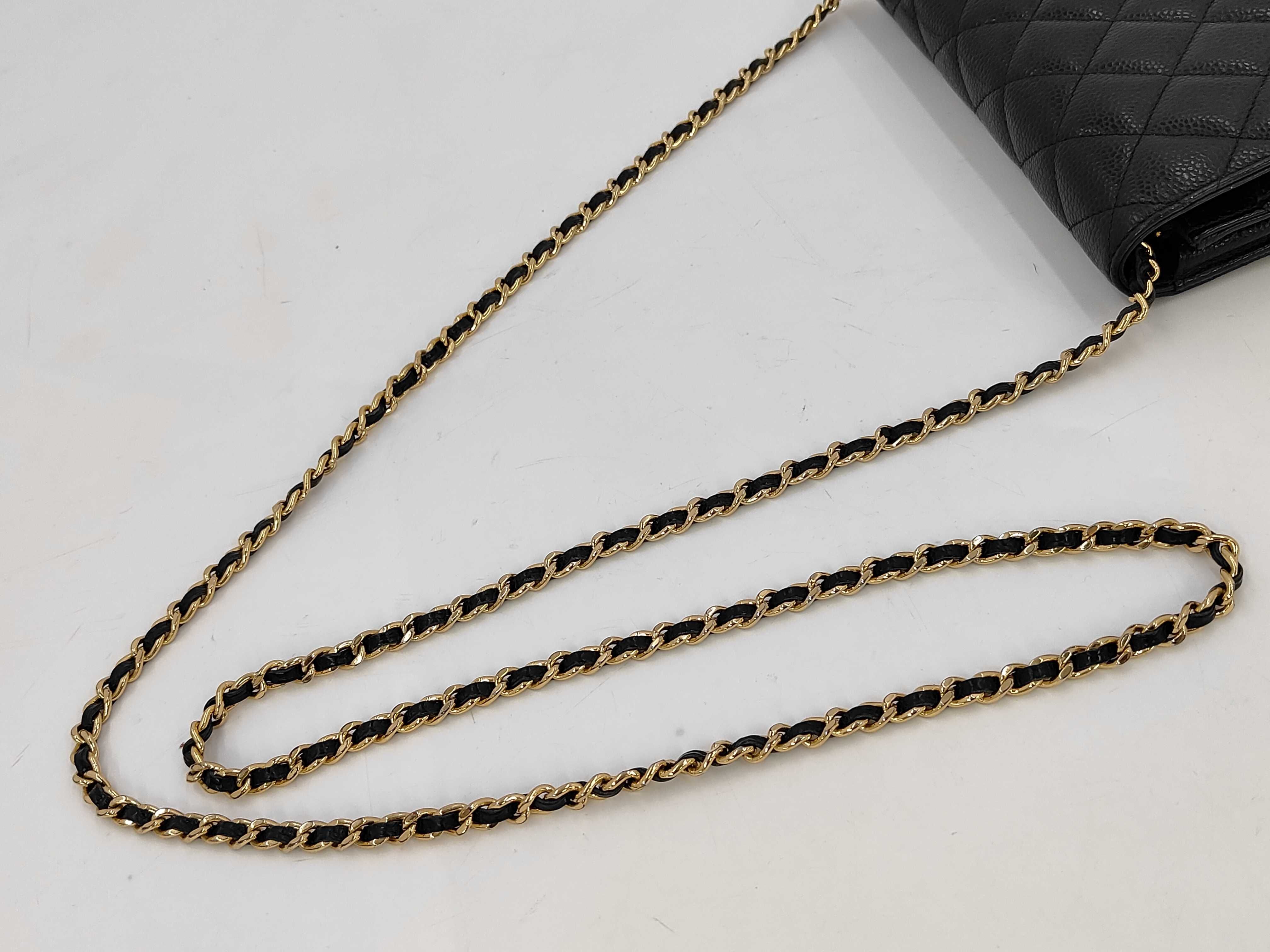 Caviar Skin Matelassé Chain Wallet Black Shoulder Bag — view 3
