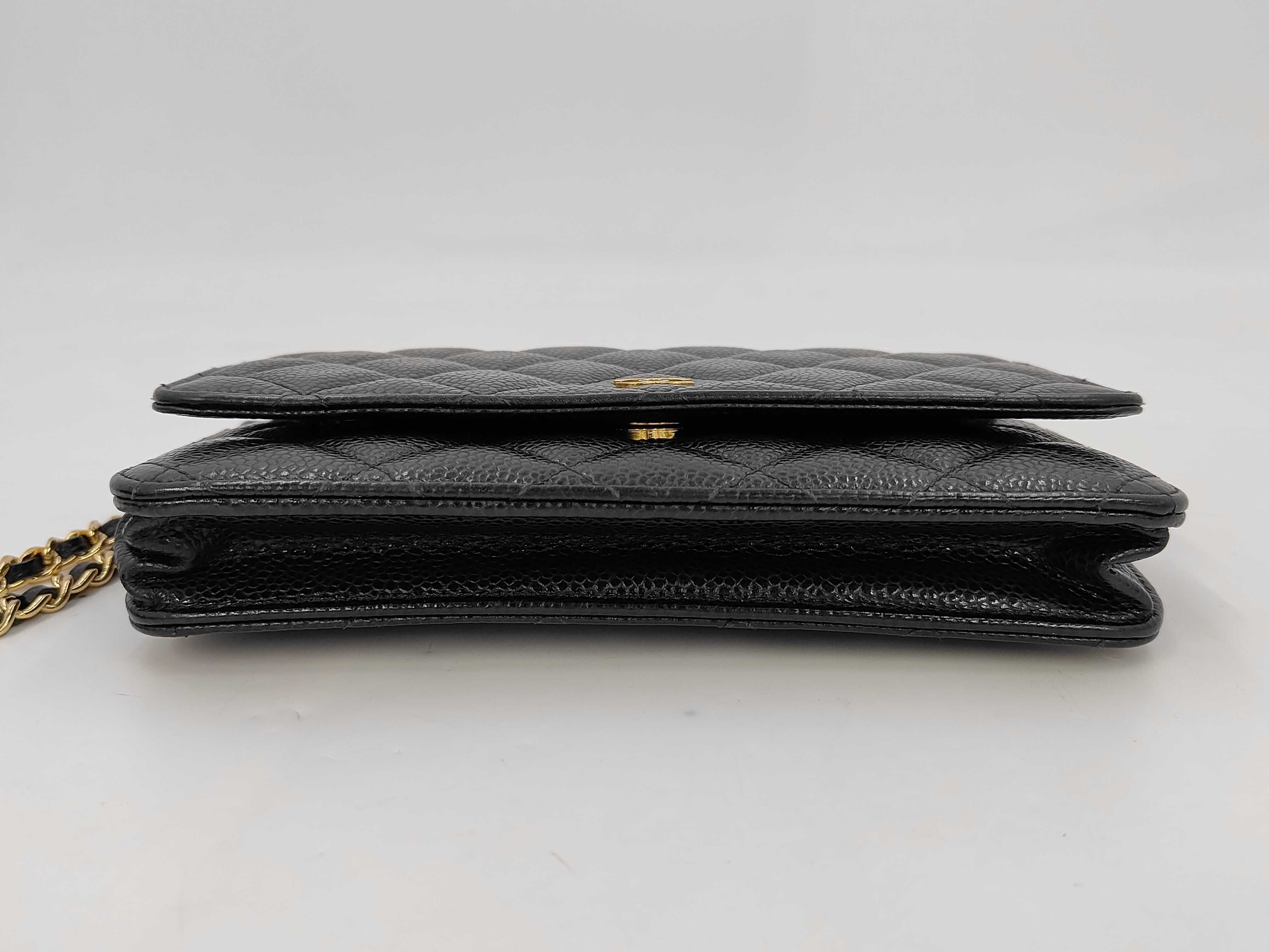 Caviar Skin Matelassé Chain Wallet Black Shoulder Bag — view 8