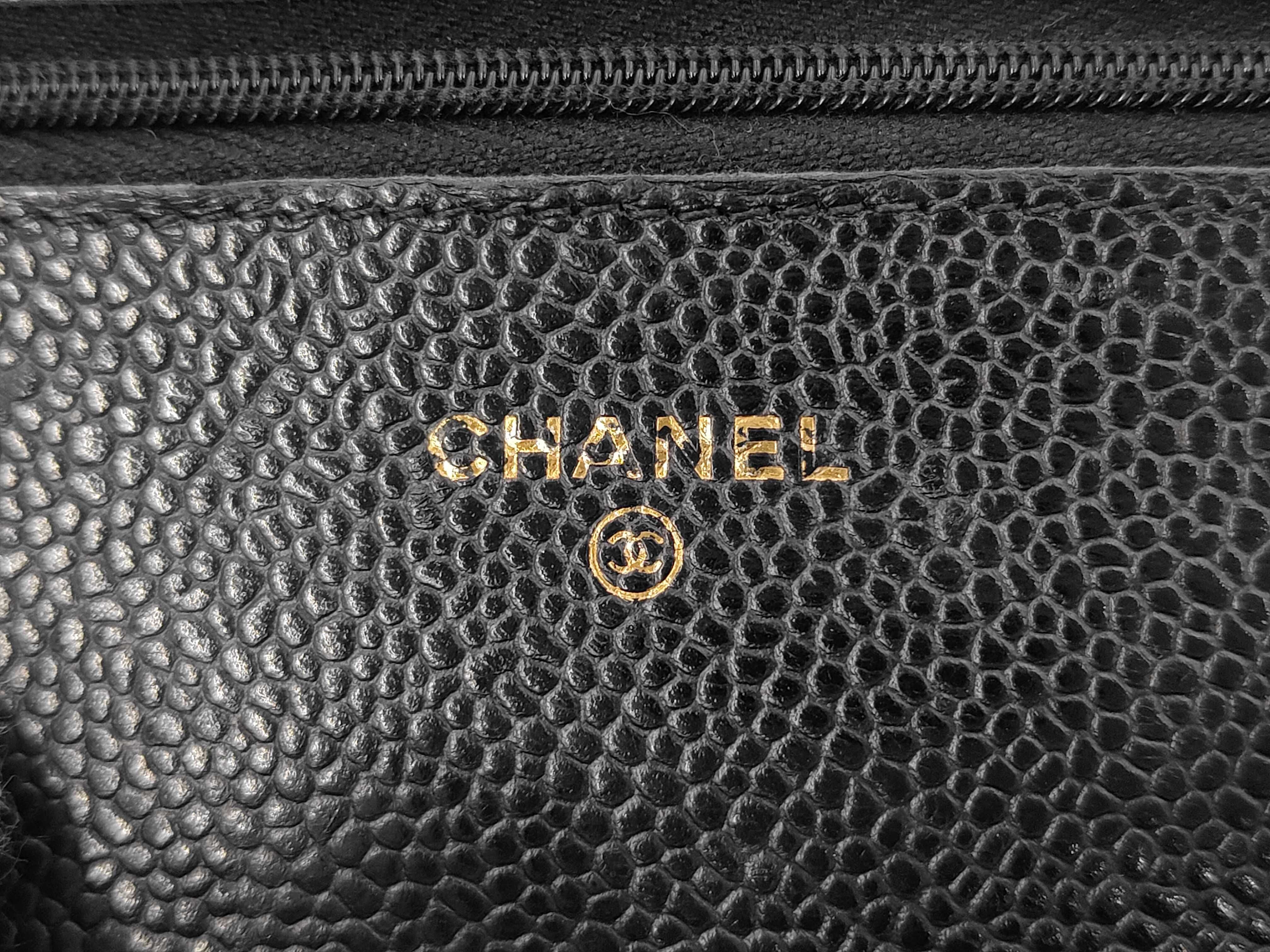 Caviar Skin Matelassé Chain Wallet Black Shoulder Bag — view 9