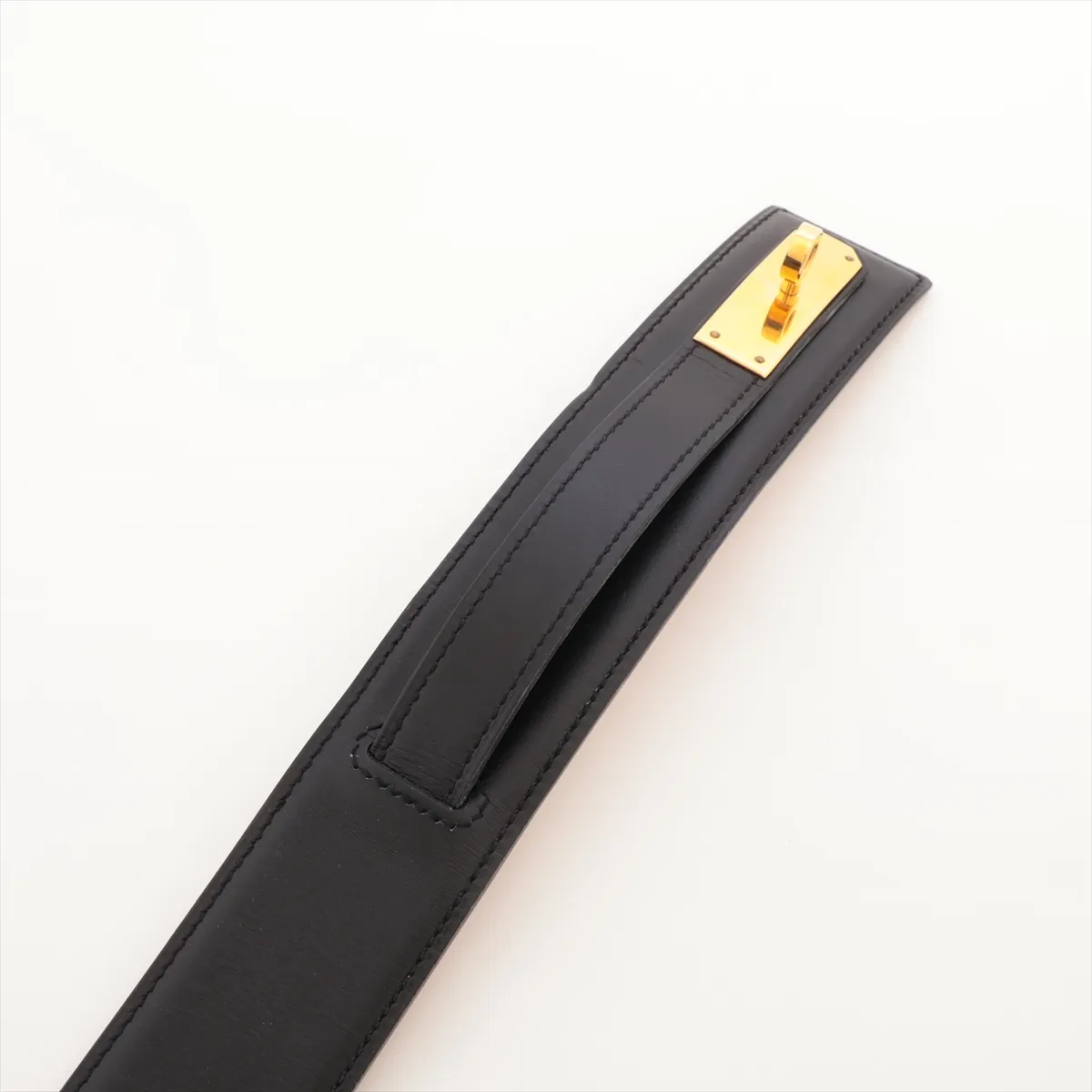 Kelly bag, 1995 model, belt, size 75, leather, black. Shows signs of wear including — view 2