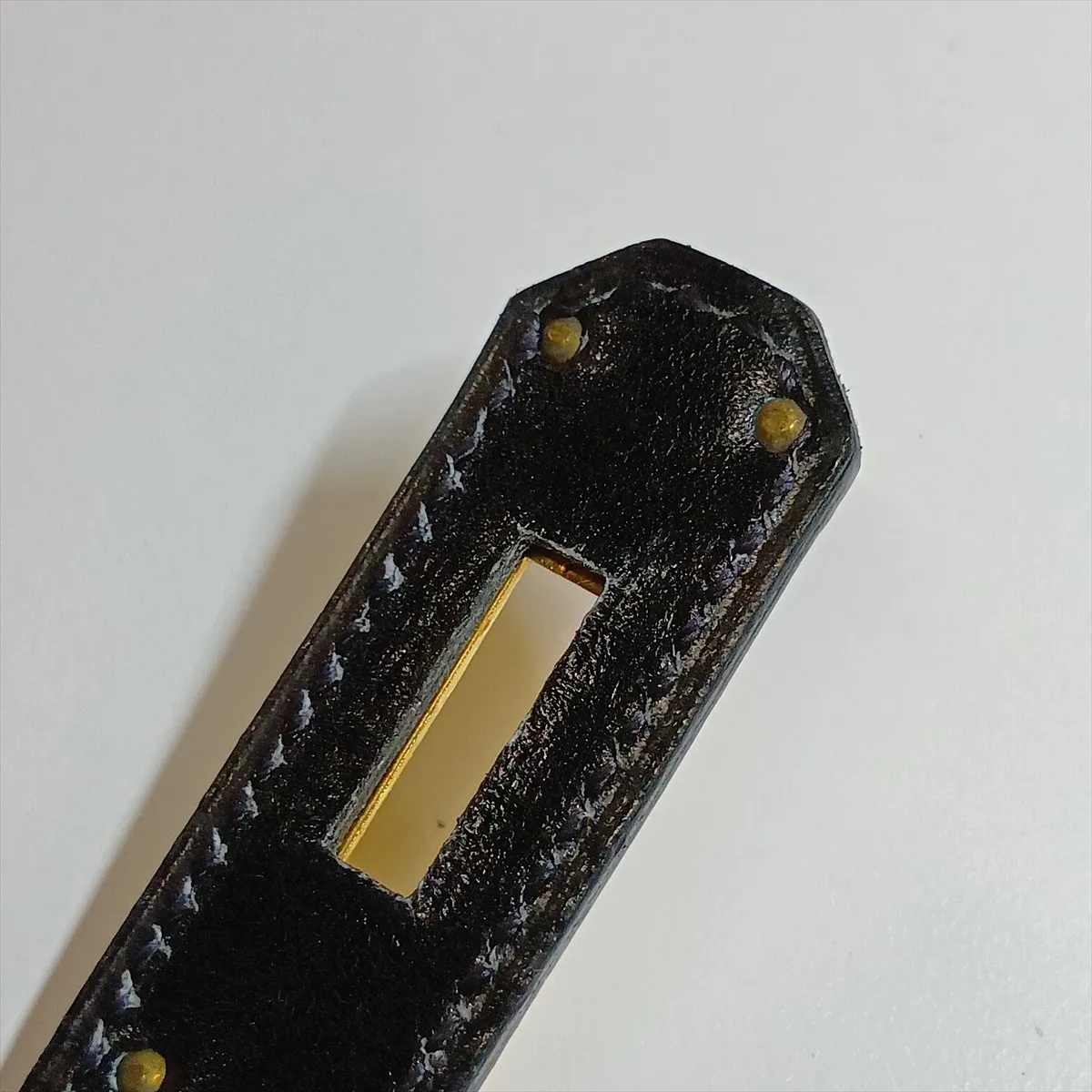 Kelly bag, 1995 model, belt, size 75, leather, black. Shows signs of wear including — view 7