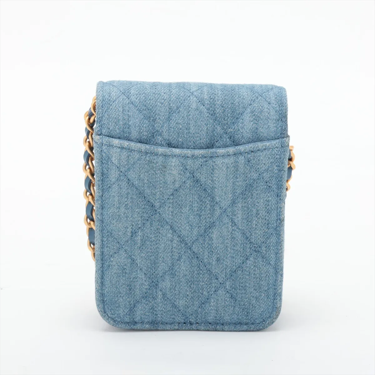 Matelassé Denim x Leather Chain Shoulder Bag, Blue with Gold Hardware, T3C1G61G, Random Serial Number, Year Gift — view 2