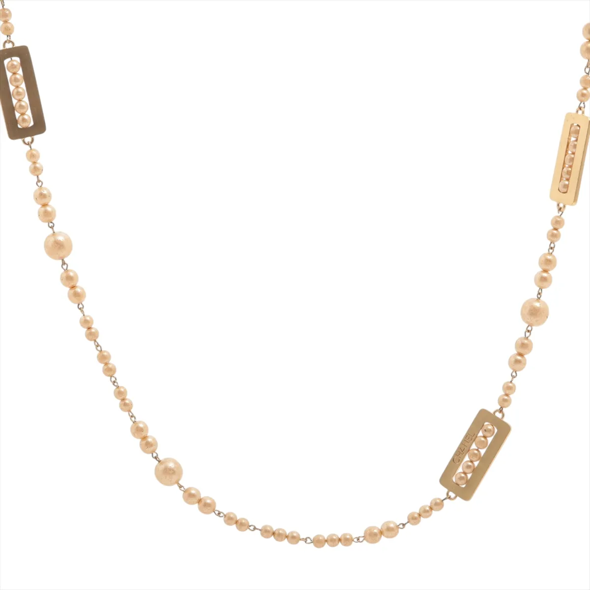 necklace, GP x faux pearl, gold. Shows