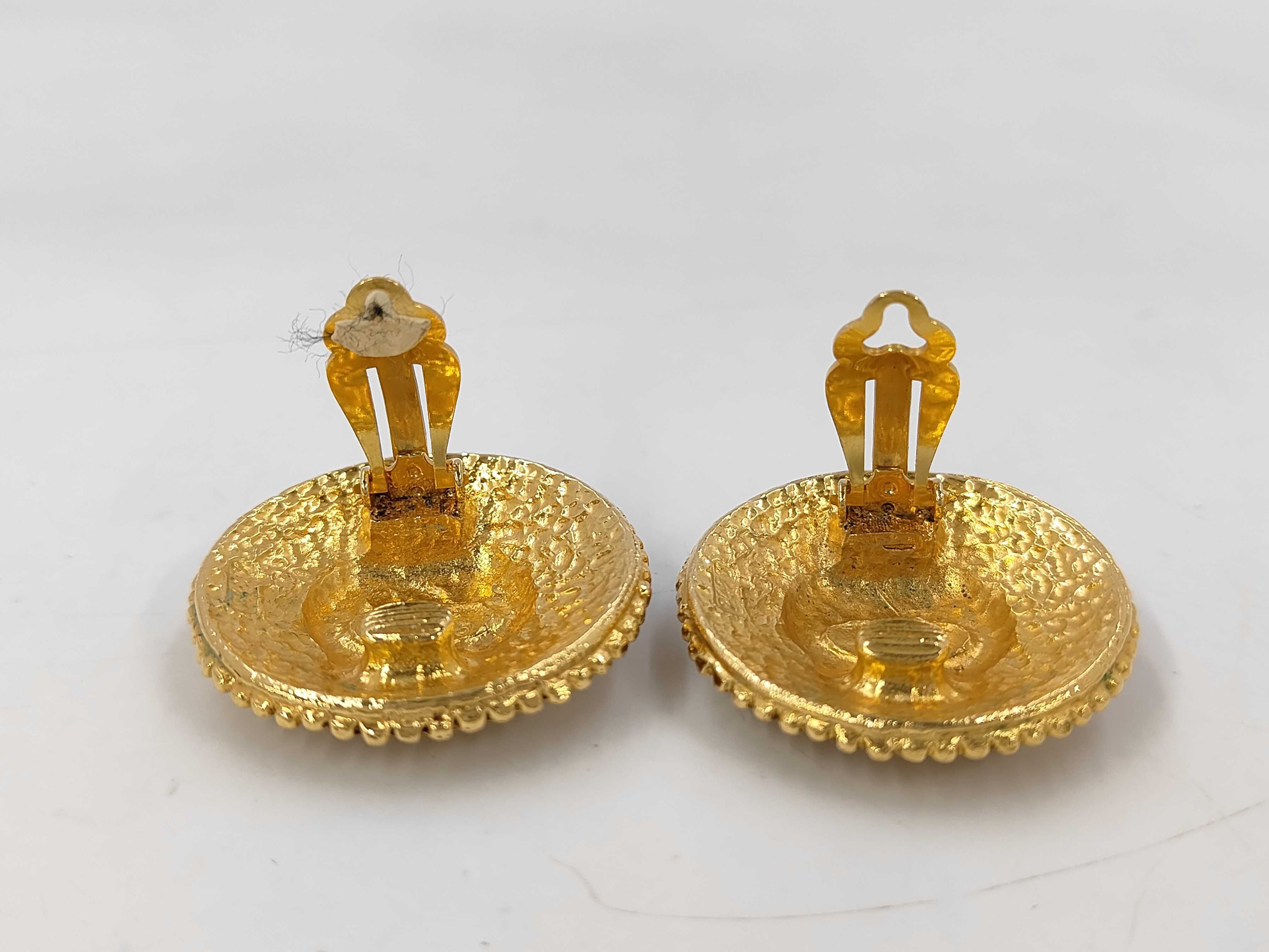 Gold Plated Coco Mark Round Earrings — view 2