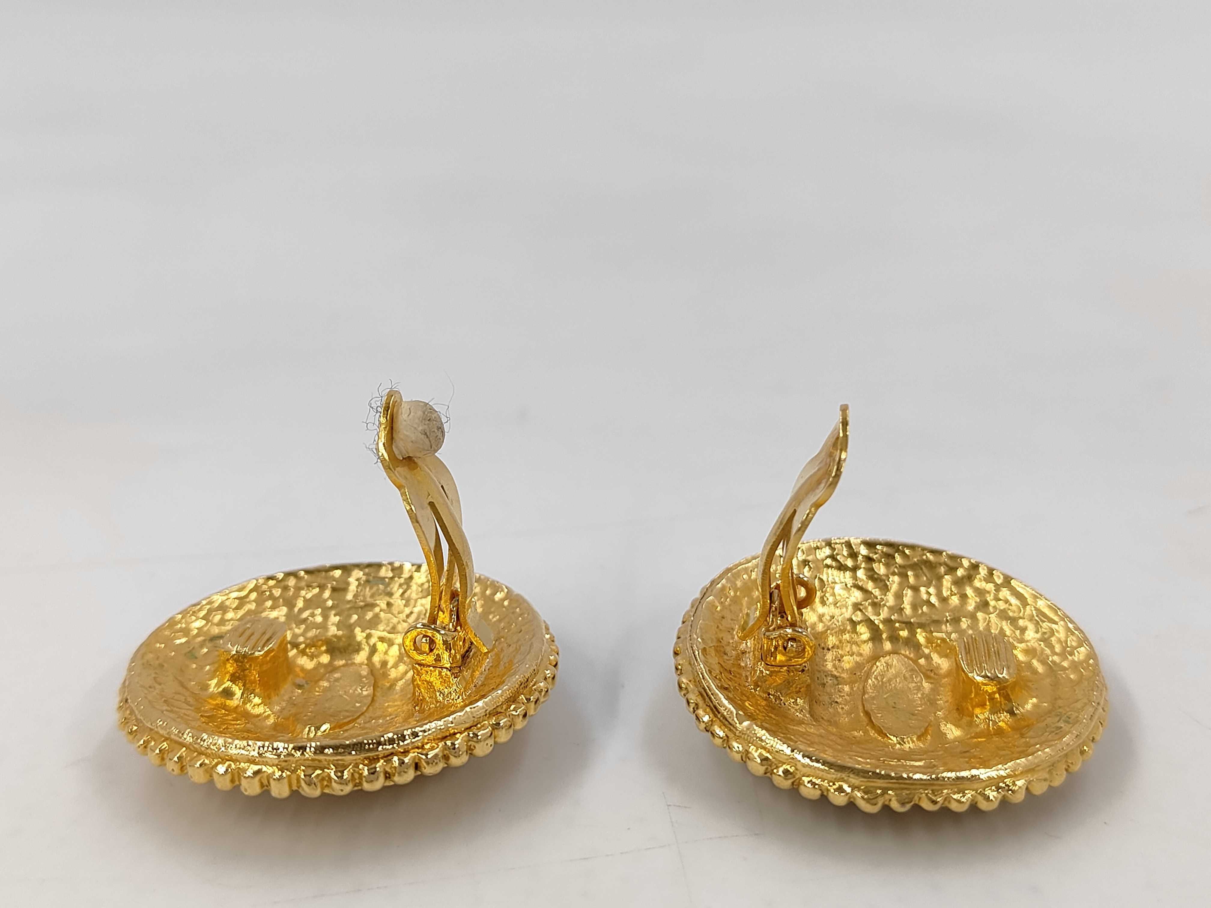 Gold Plated Coco Mark Round Earrings — view 3