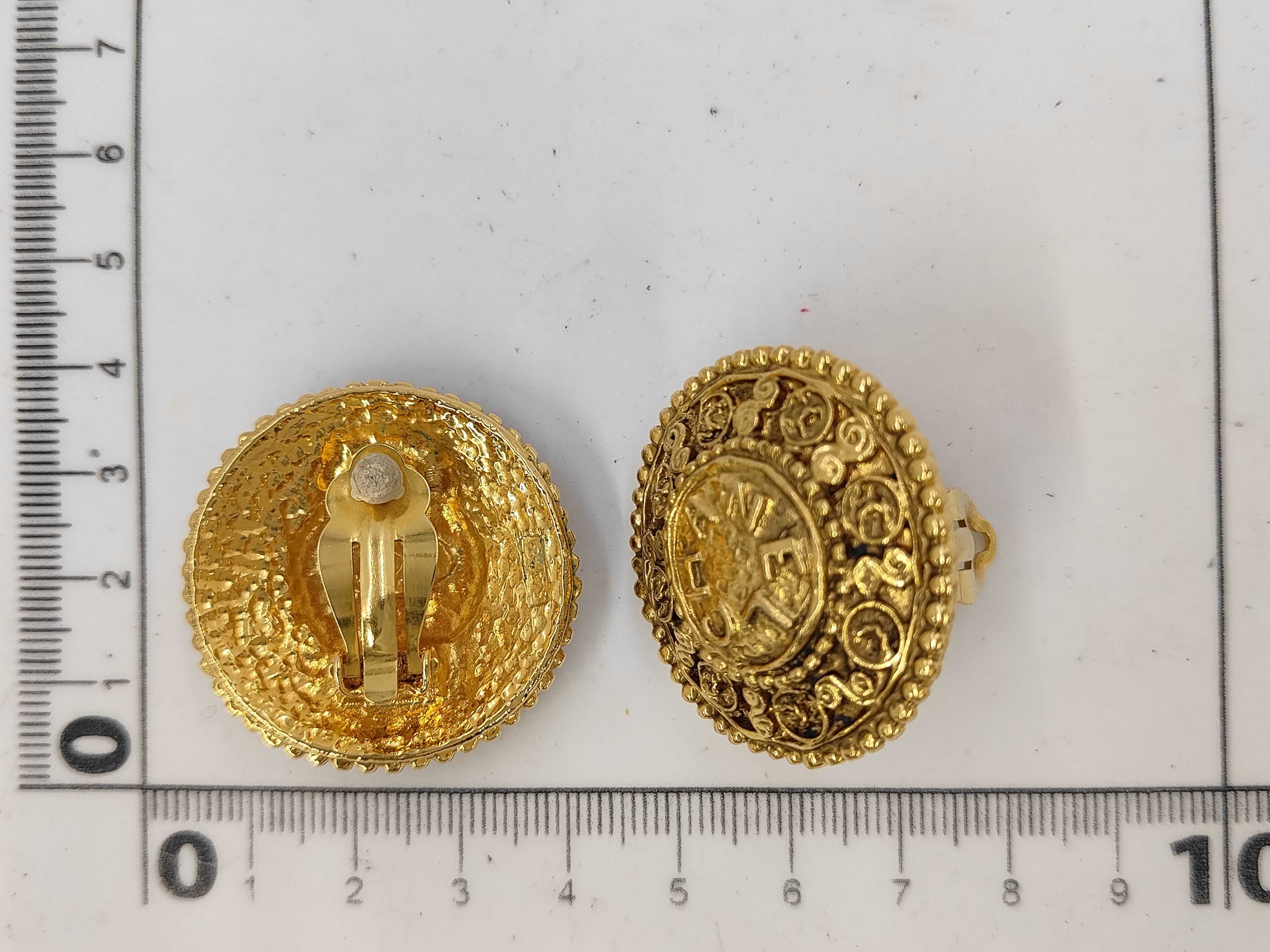 Gold Plated Coco Mark Round Earrings — view 5