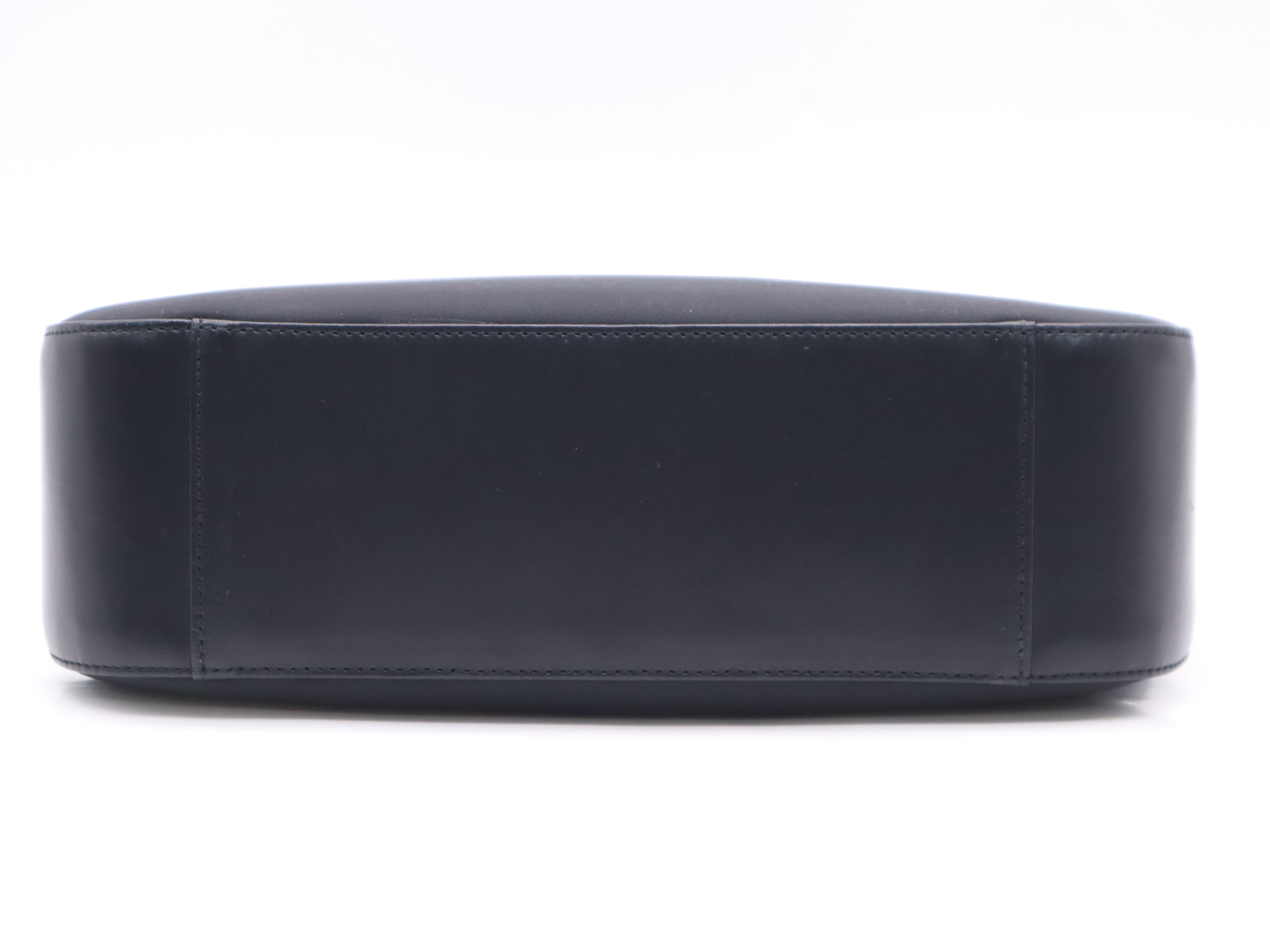 Nylon x Leather Front Pocket Handbag Shadow Horse Black Handbag — view 4