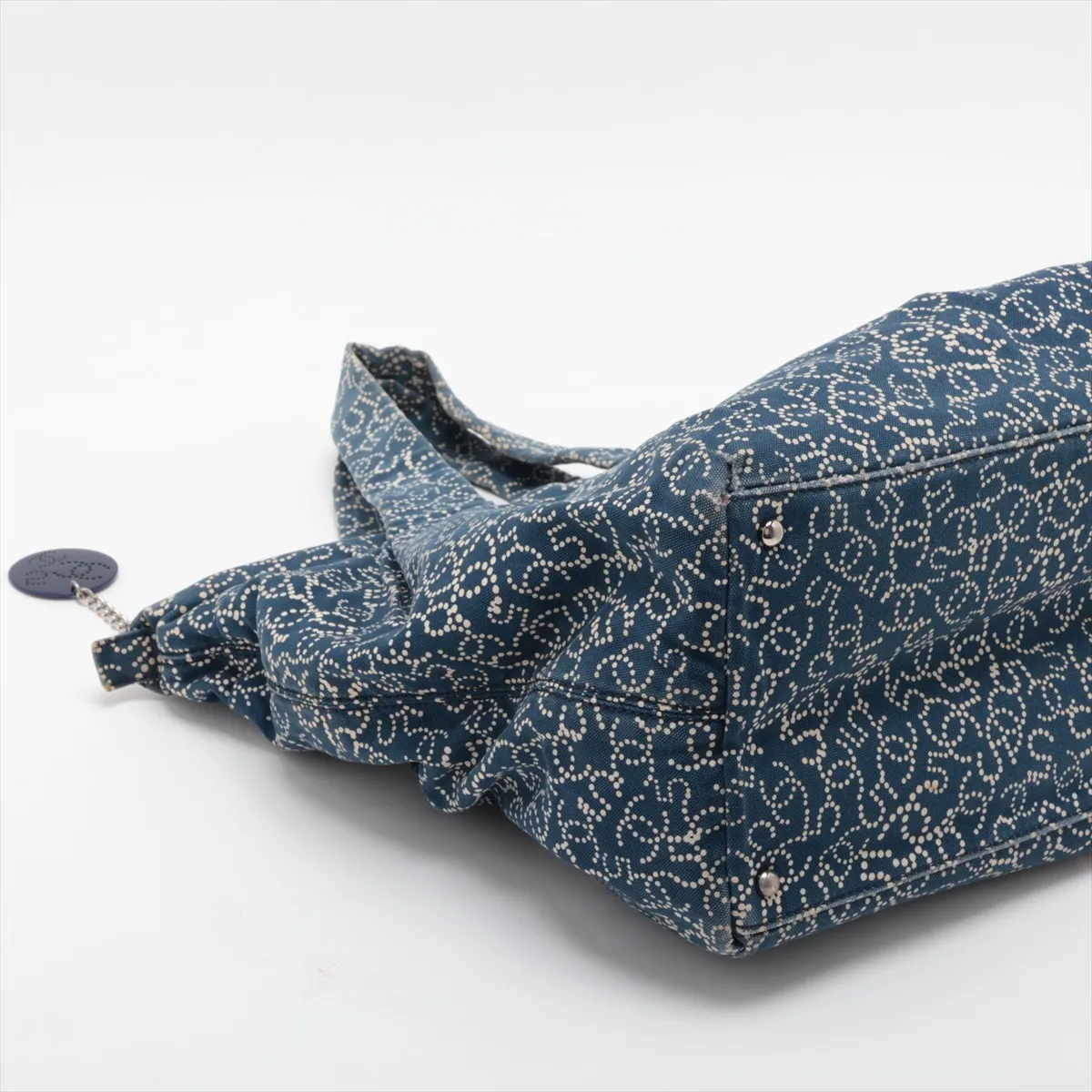 Coco Mark Canvas Handbag No. 5 Navy Silver Hardware 10618130 (Serial Number in the 10s) — view 4