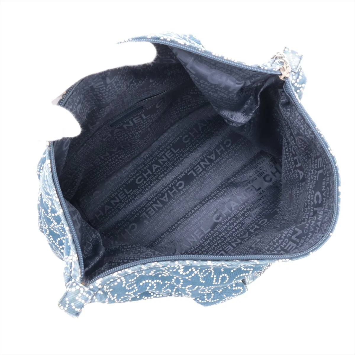 Coco Mark Canvas Handbag No. 5 Navy Silver Hardware 10618130 (Serial Number in the 10s) — view 7