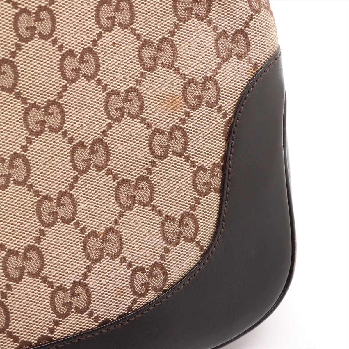 GG Canvas Jackie Canvas x Leather Shoulder Bag Beige x Brown — view 11