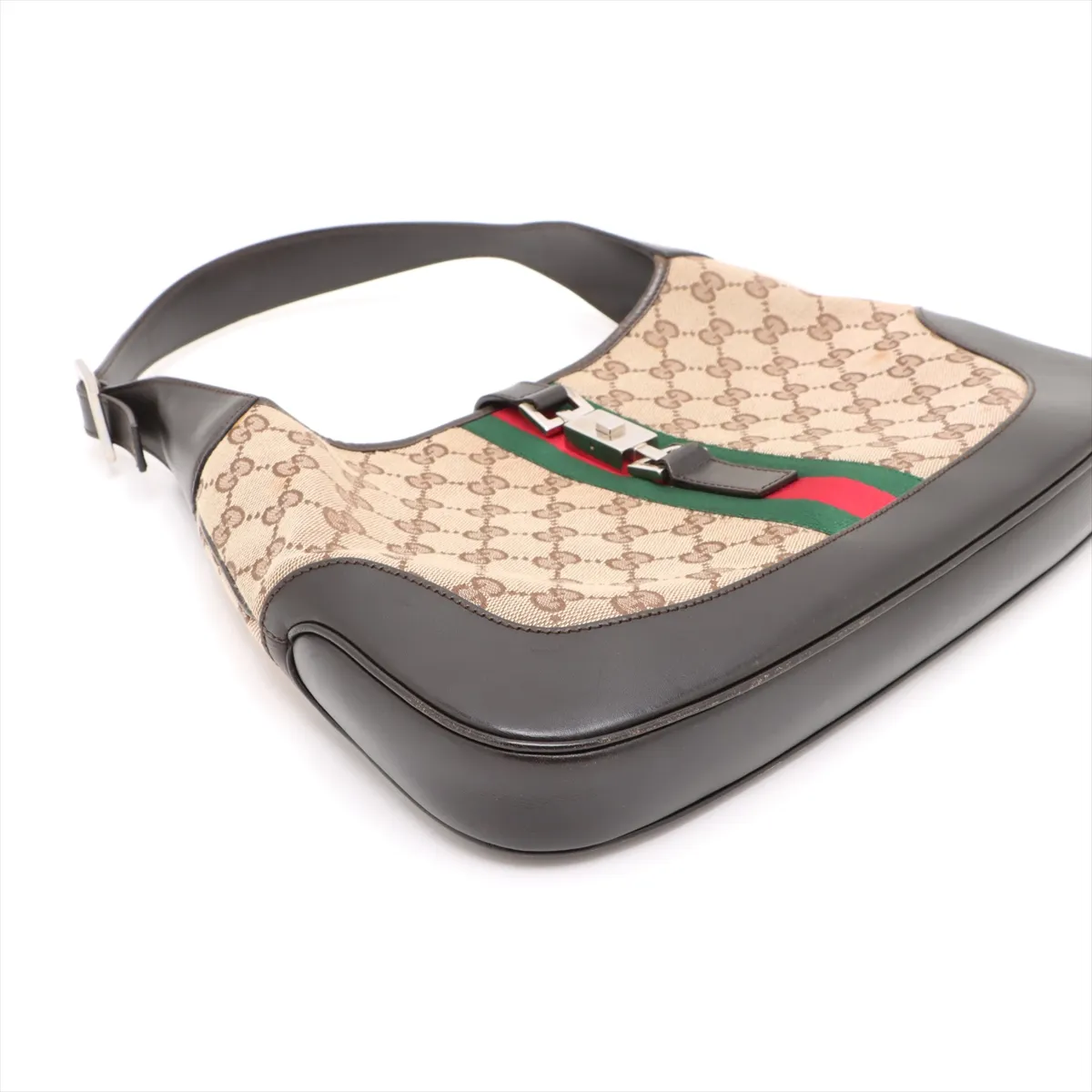 GG Canvas Jackie Canvas x Leather Shoulder Bag Beige x Brown — view 4