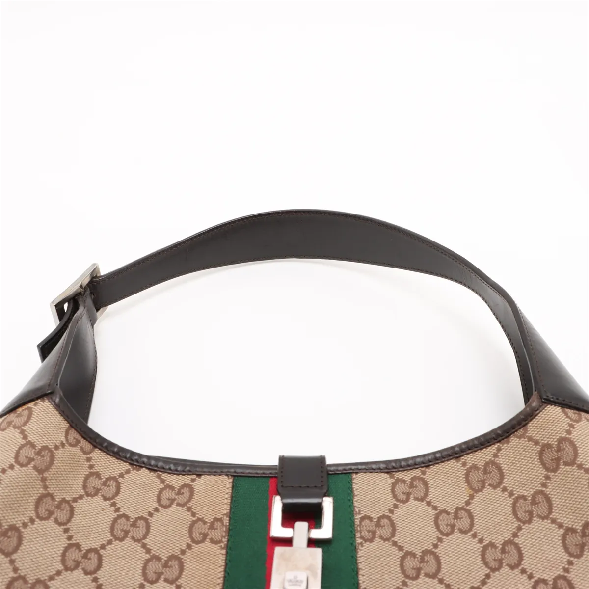 GG Canvas Jackie Canvas x Leather Shoulder Bag Beige x Brown — view 6