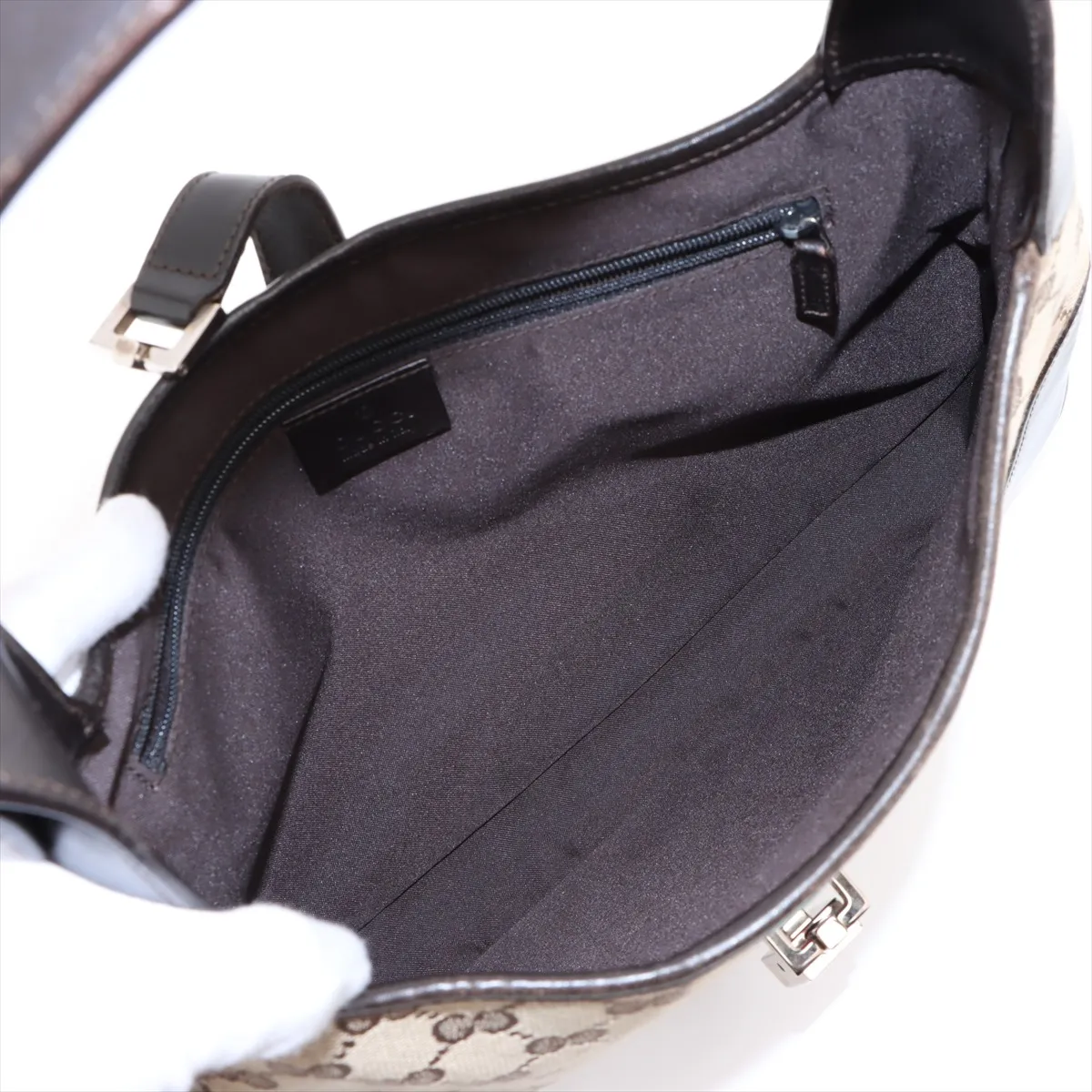 GG Canvas Jackie Canvas x Leather Shoulder Bag Beige x Brown — view 7