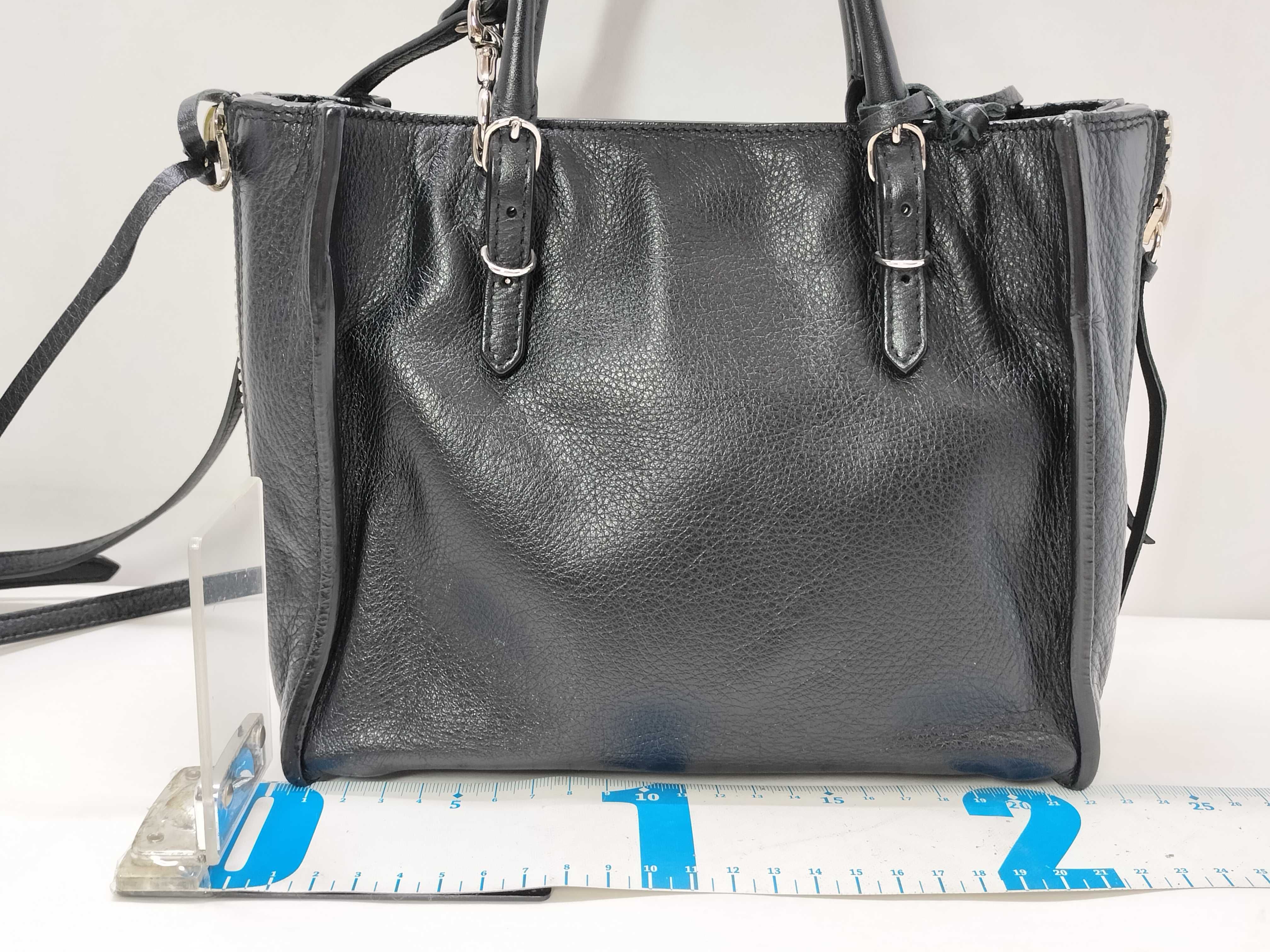 Paper Mini Leather 2-Way Handbag, Gray, 357333, with Mirror — view 2