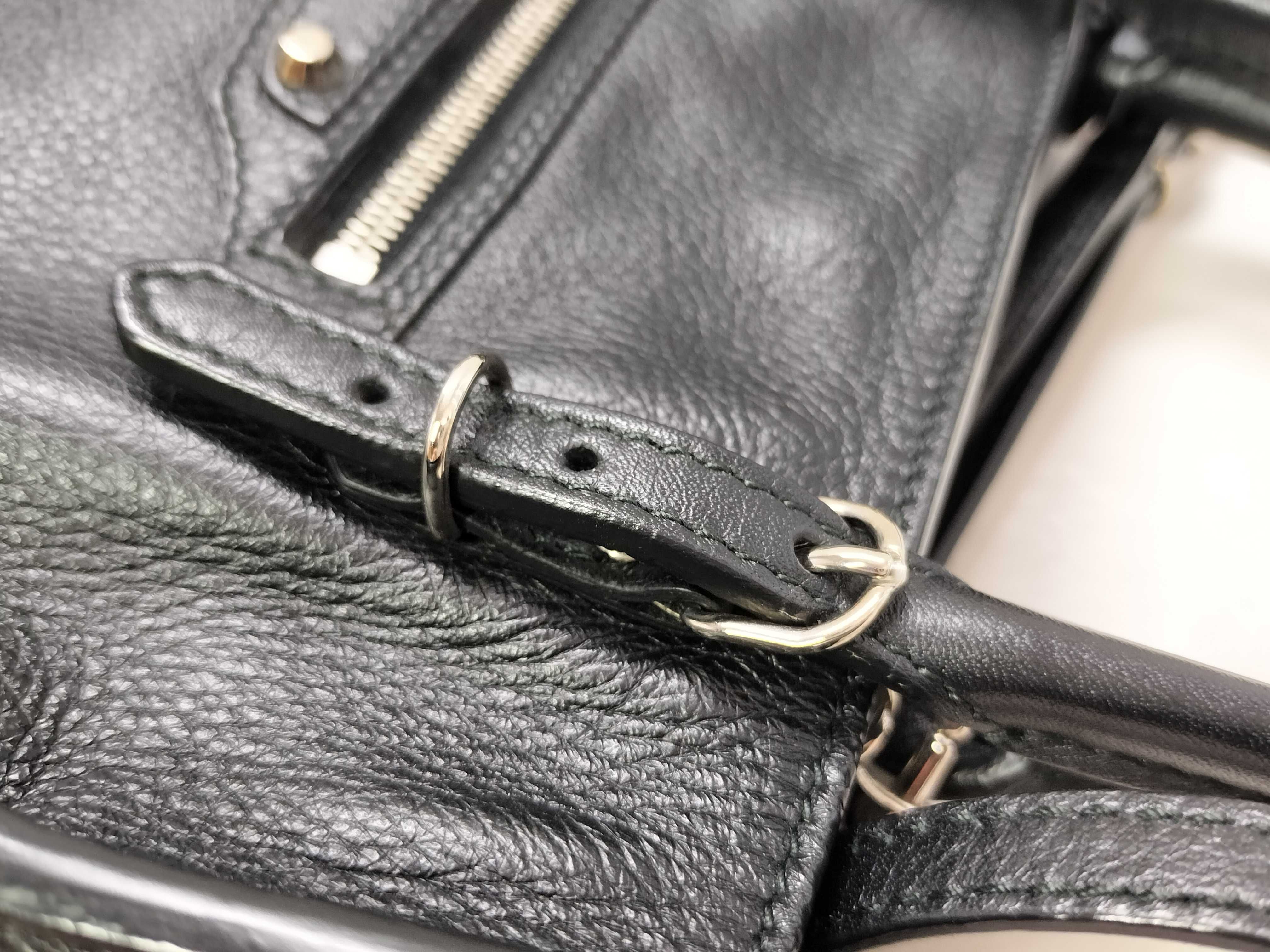 Paper Mini Leather 2-Way Handbag, Gray, 357333, with Mirror — view 5